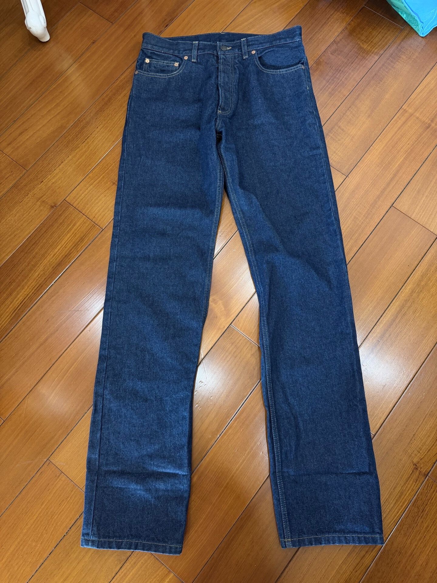 Maison Margiela Maison Margiela Dark Blue Wide-Leg Jeans Size US 33 - 1 Thumbnail