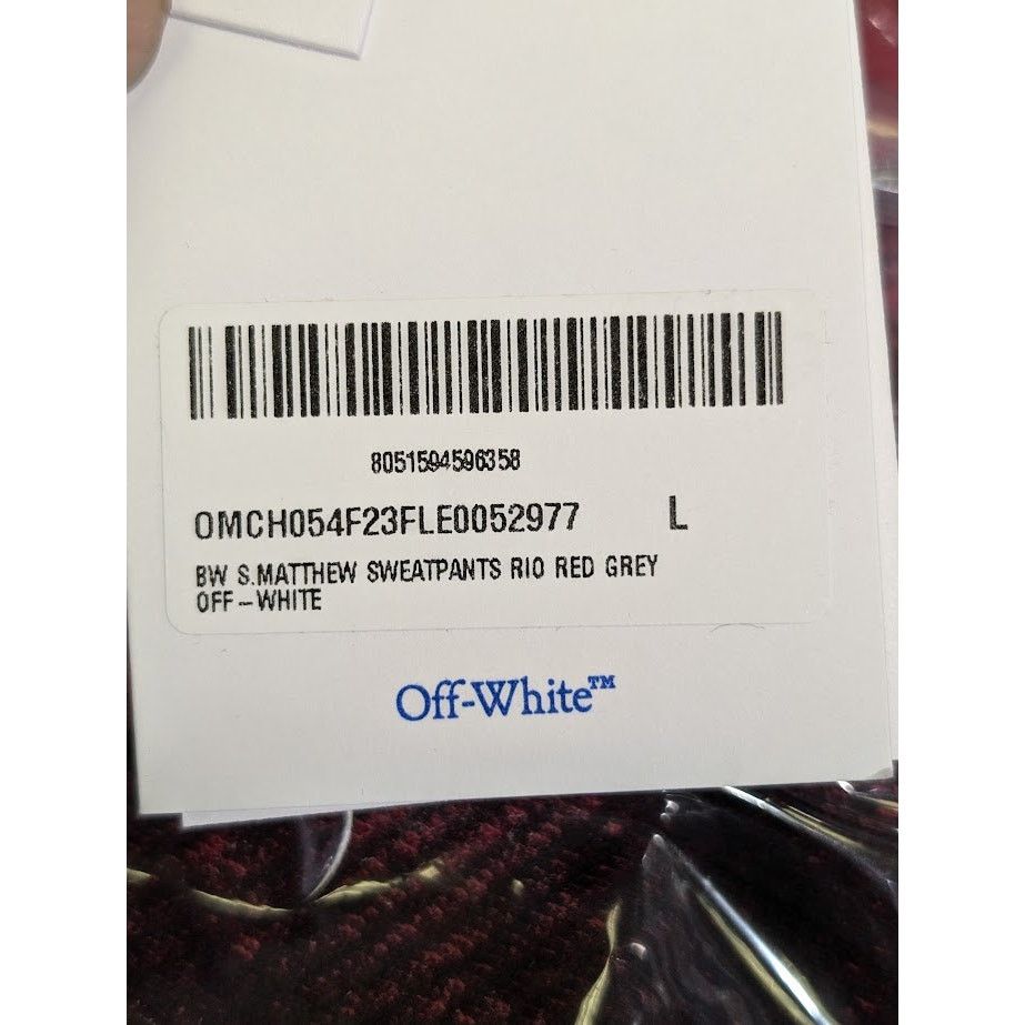 Off-White o1rshd1 BW S. Matthew Sweatpants & Joggers in Rio Red Grey Size US 34 / EU 50 - 20 Thumbnail