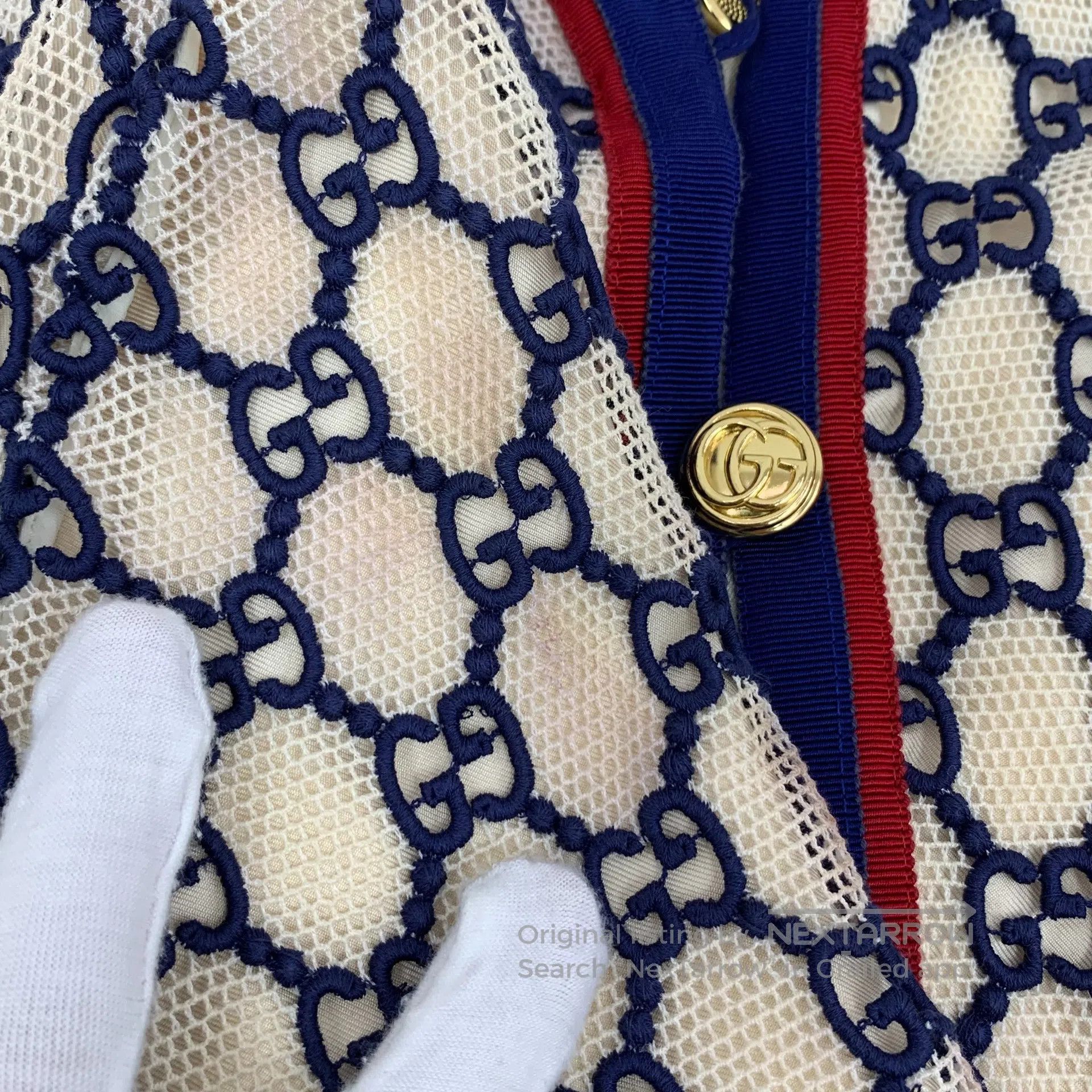 Gucci Guicci Color-blocked mesh logo jacquard full-print cotton Size S / US 4 / IT 40 - 8 Thumbnail