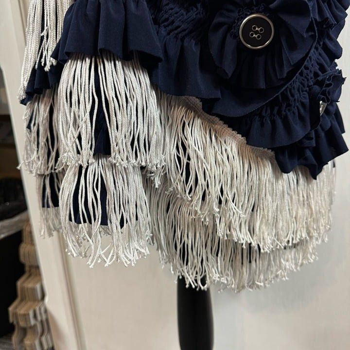Oleg Cassini Oleg Cassini navy with white fringe flower embellished mini Size XL / US 12-14 / IT 48-50 - 5 Thumbnail