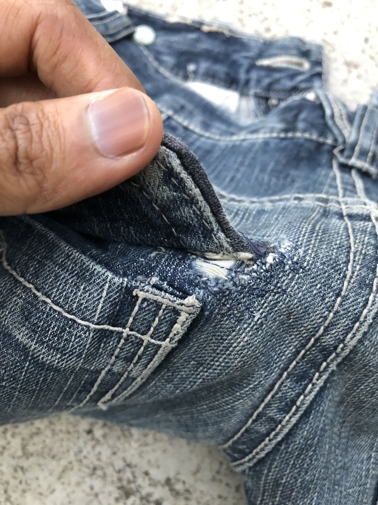 Japanese Brand BATSU STUDIO PAINTED DENIM Size US 28 / EU 44 - 6 Thumbnail