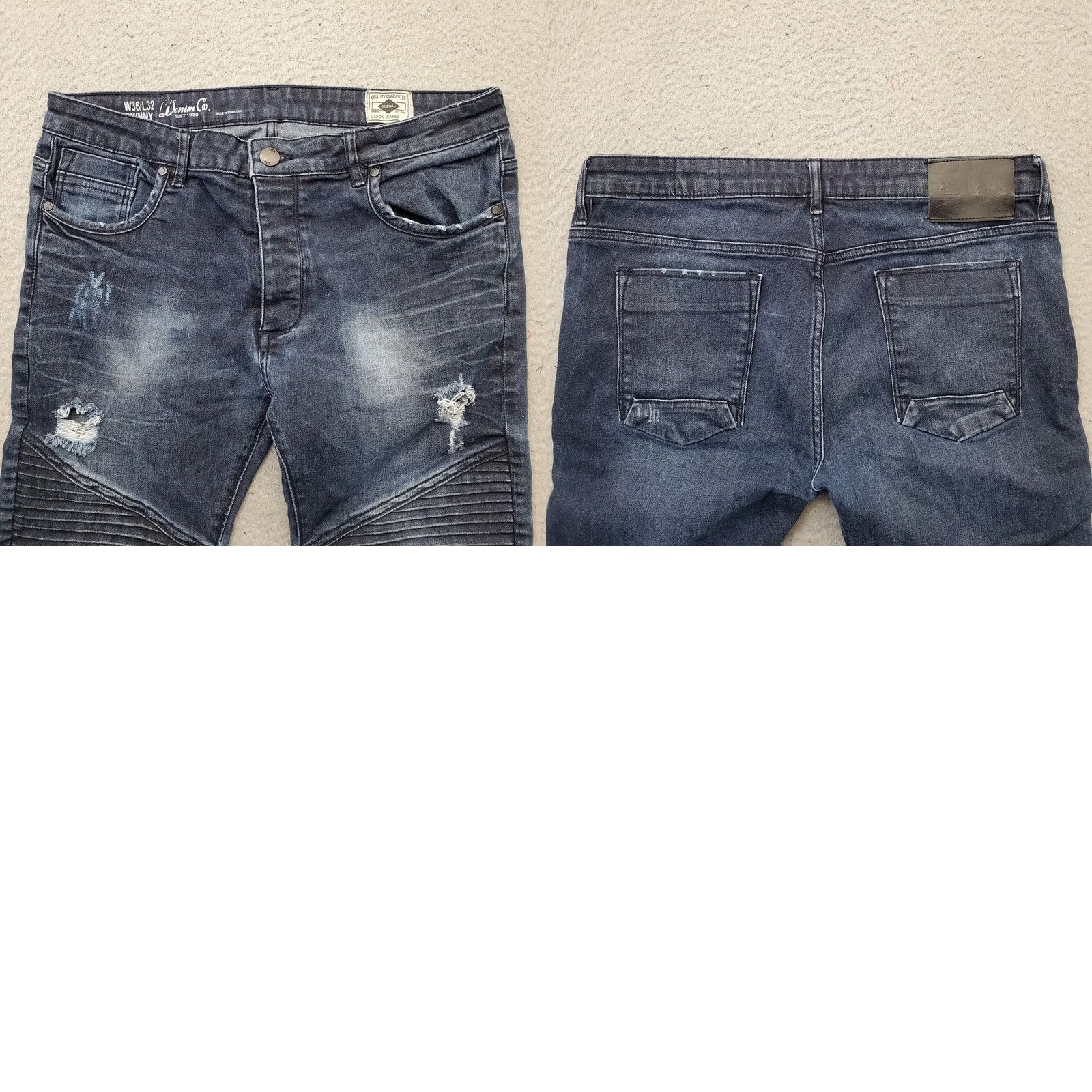 Denim & Co. Denim Co. Jeans Mens 36x32 Blue Denim Comfy Flex Stretch Distressed Skinny Leg Size US 36 / EU 52 - 9 Thumbnail