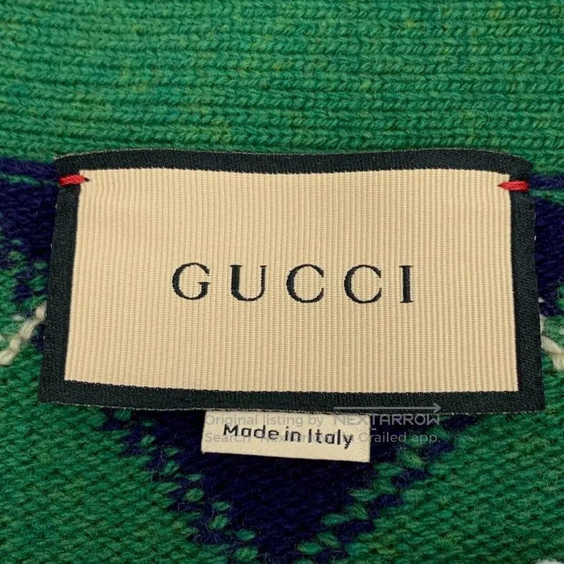 Gucci Green diamond wool V-neck single-breasted long-sleev