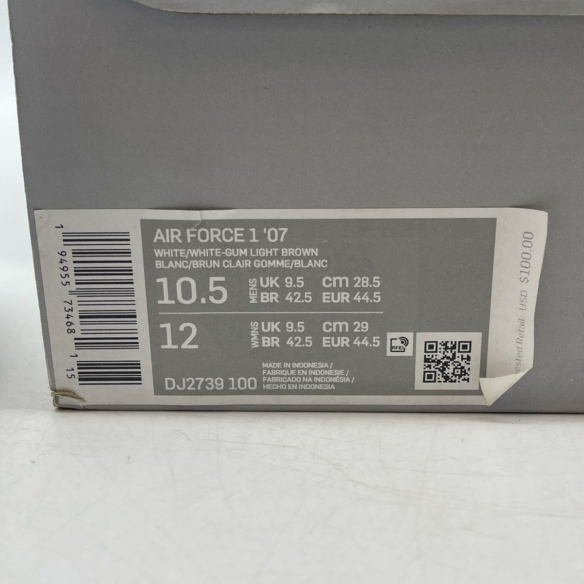 Nike Air Force 1 07 white gum light brown Size US 10.5 / EU 43-44 - 9 Thumbnail