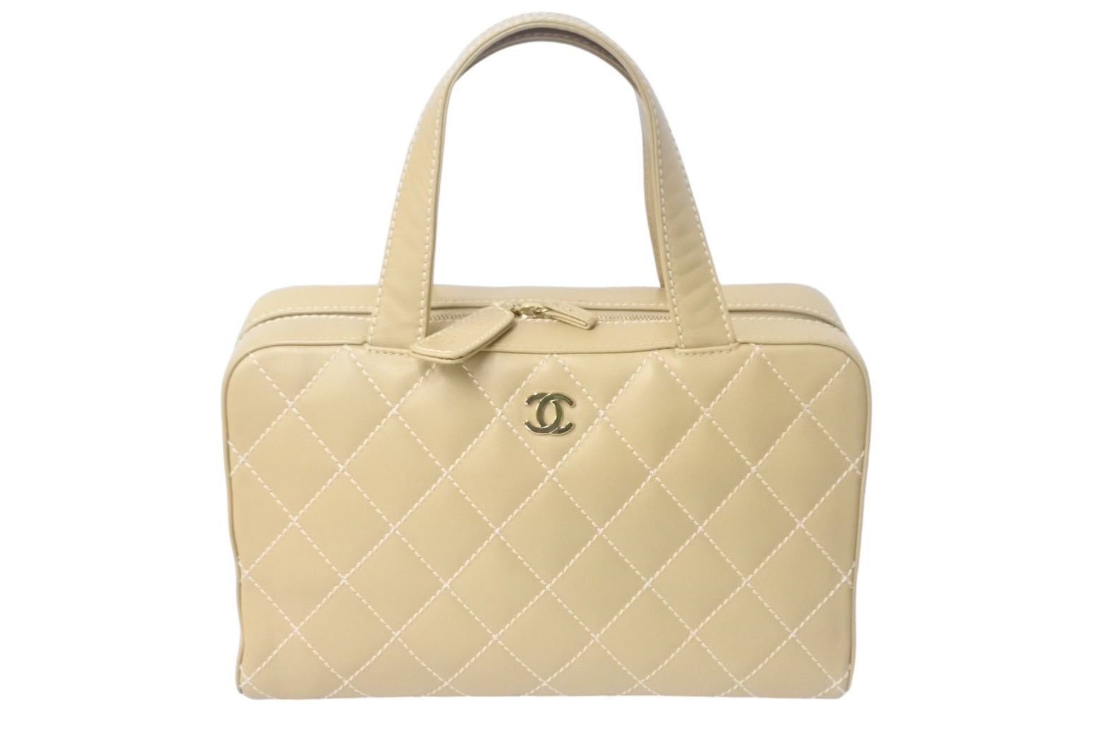 Chanel Wild Stitch Mini Boston Bag in Beige, Men's