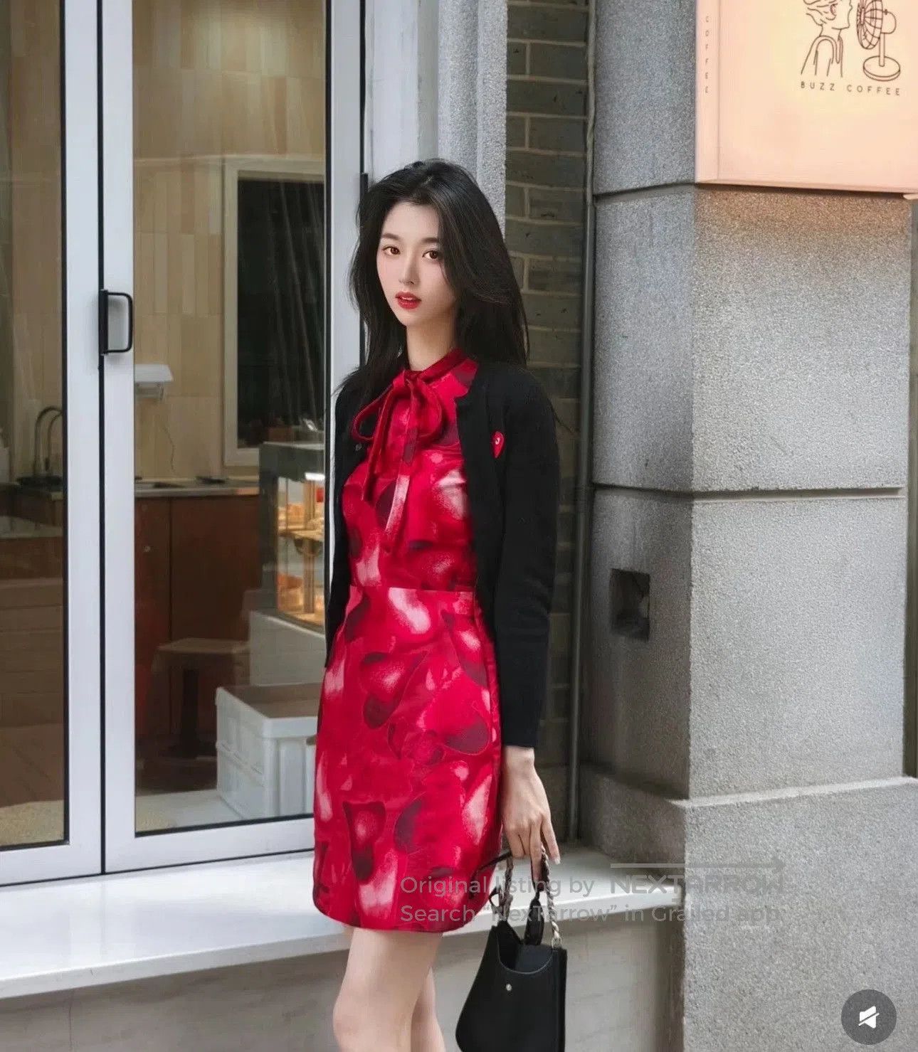Valentino red floral heart print dress by Valentino. Size M / US 6-8 / IT 42-44 - 8 Thumbnail
