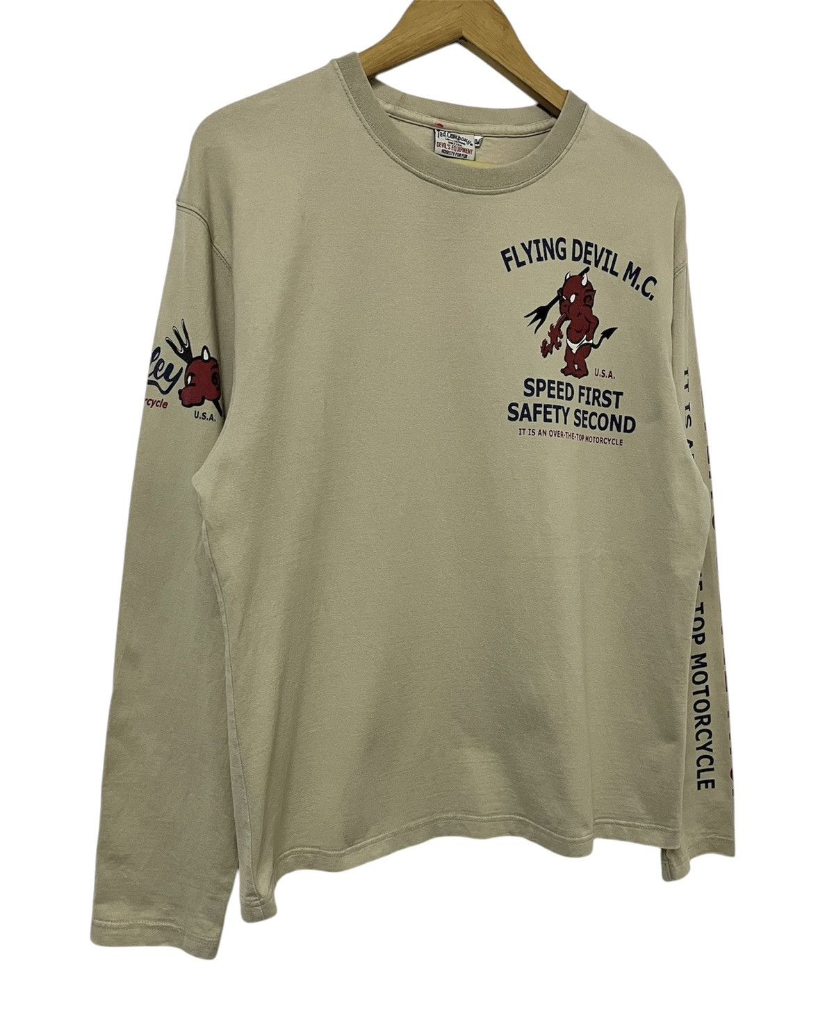 Japanese Brand TED COMPANY TED MAN FLYING DEVIL M.C. RACING LOGO TSHIRT Size US L / EU 52-54 / 3 - 3 Thumbnail