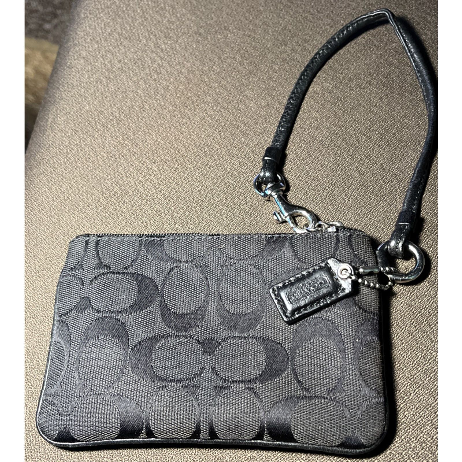 Coach VINTAGE COACH Monogram Wristlet Clutch Women Small Black Canvas Silver Hardware Blue Lining Bag Accessories Small Size ONE SIZE - 3 Thumbnail