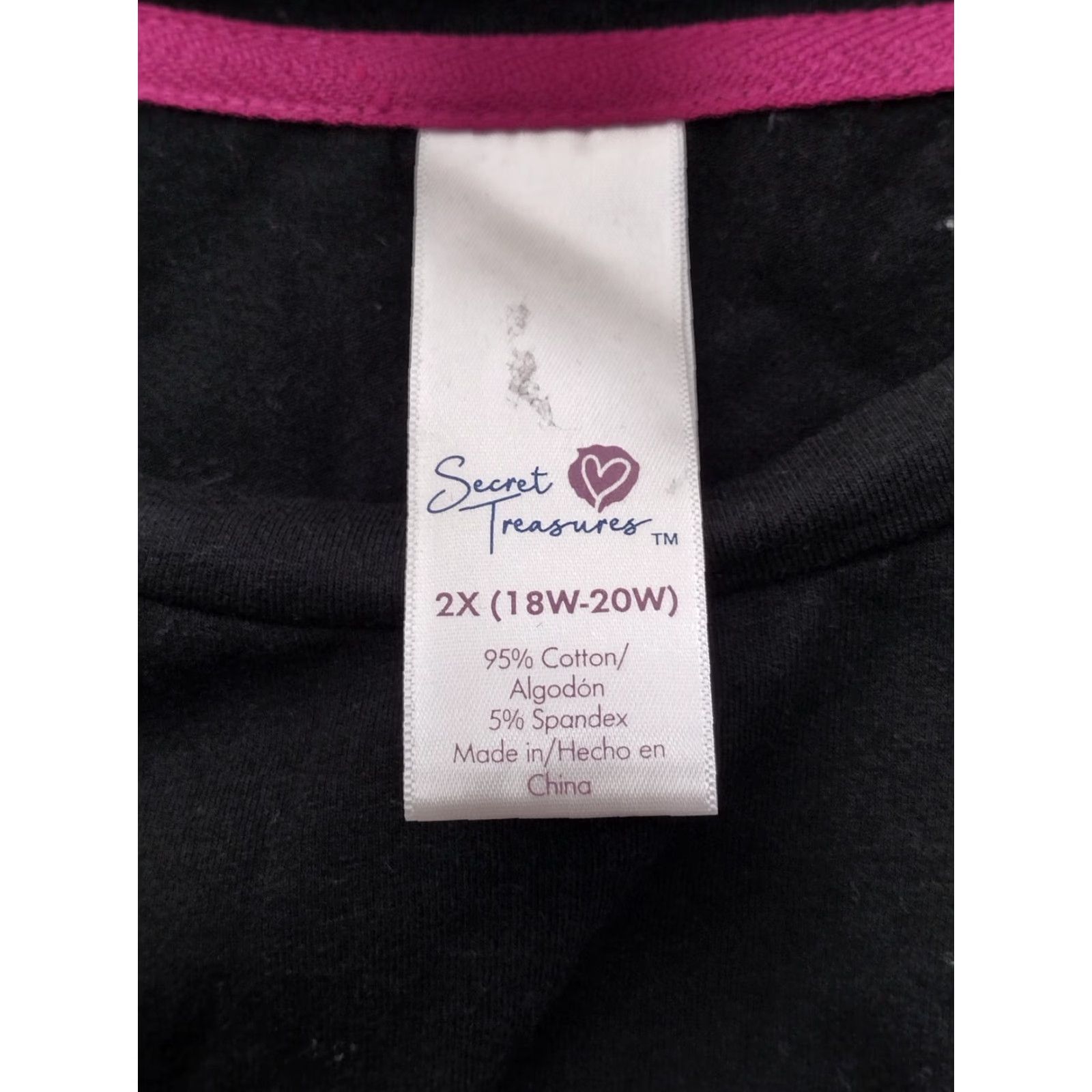 Vintage Secret Treasures Women's T-Shirt Black 2XL Casual Crew Neck Oversized Print Happy and Free Cotton Polyester Spandex 18W-20W Size XXL / US 16-18 / IT 52-54 - 7 Thumbnail
