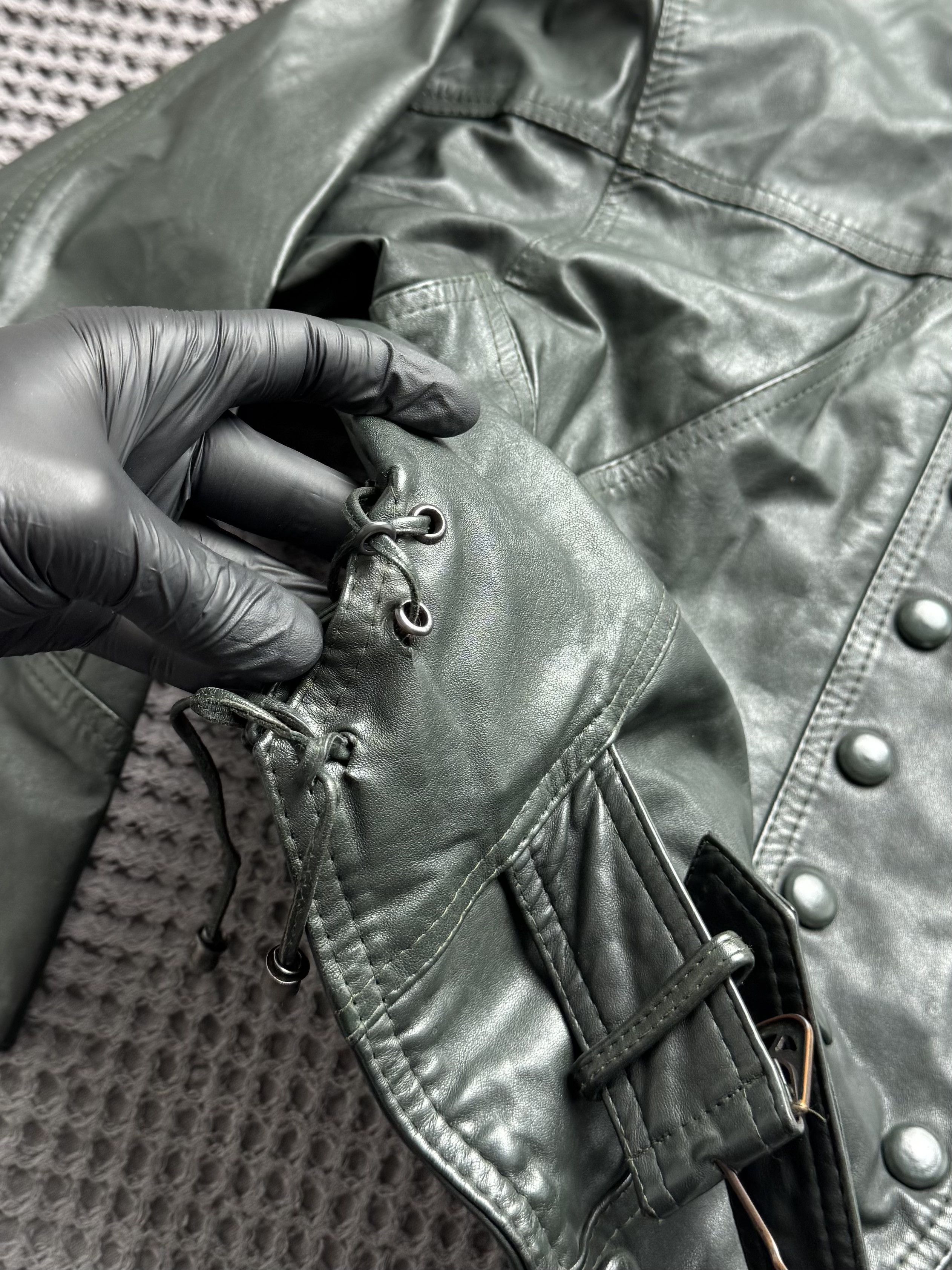 Vintage Vintage Leather Biker Jacket Cropped Belted Double Breasted Size L / US 10 / IT 46 - 6 Thumbnail