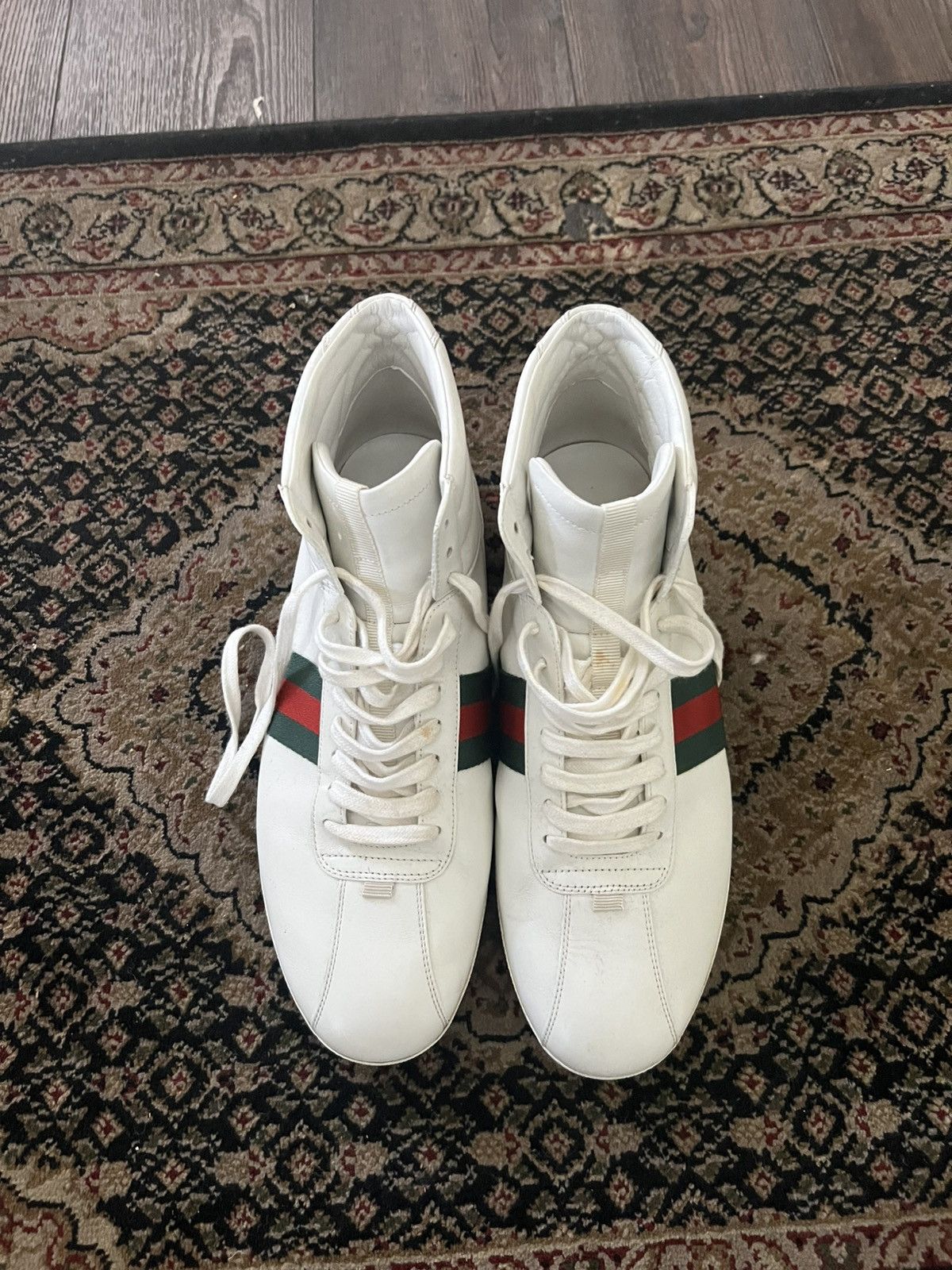 Gucci The Gucci Ace Web High-Top Sneakers Size US 11.5 / EU 44-45 - 1 Thumbnail