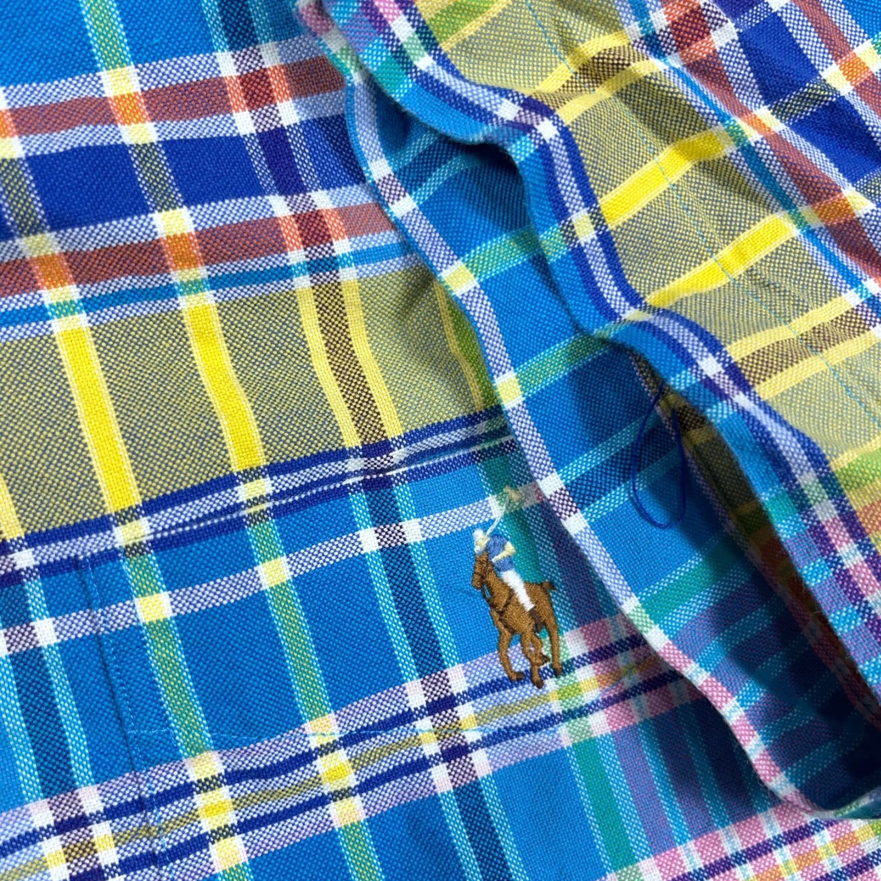 Ralph Lauren Ralph Lauren Shirt Men Small Blue Yellow Plaid Oxford Cloth Button Up Flesh Pony Size US S / EU 44-46 / 1 - 3 Thumbnail
