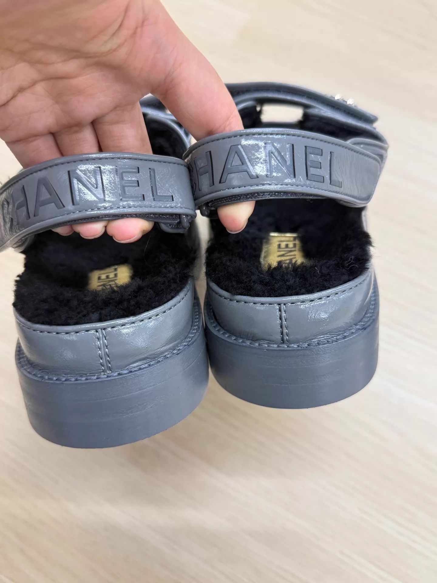 Chanel Chanel Gray Fur Velcro Sandals Size 37 New Size US 6.5 / IT 36.5 - 5 Thumbnail