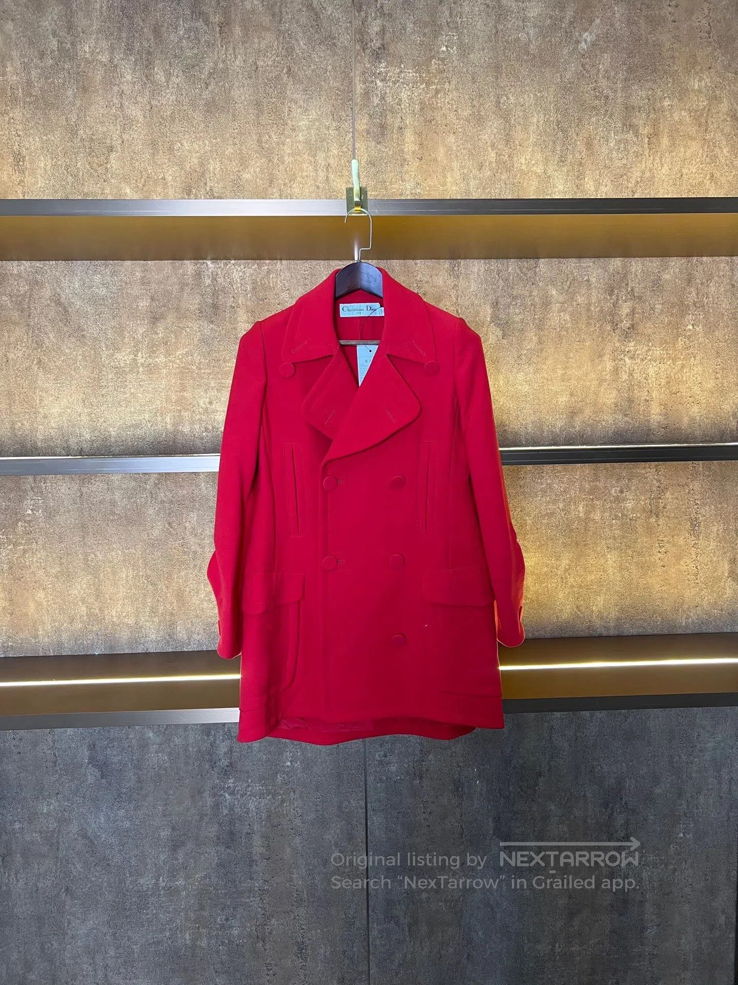 Dior Dior Red Wool Double-Breasted Coat| Size XS / US 0-2 / IT 36-38 - 1 Thumbnail