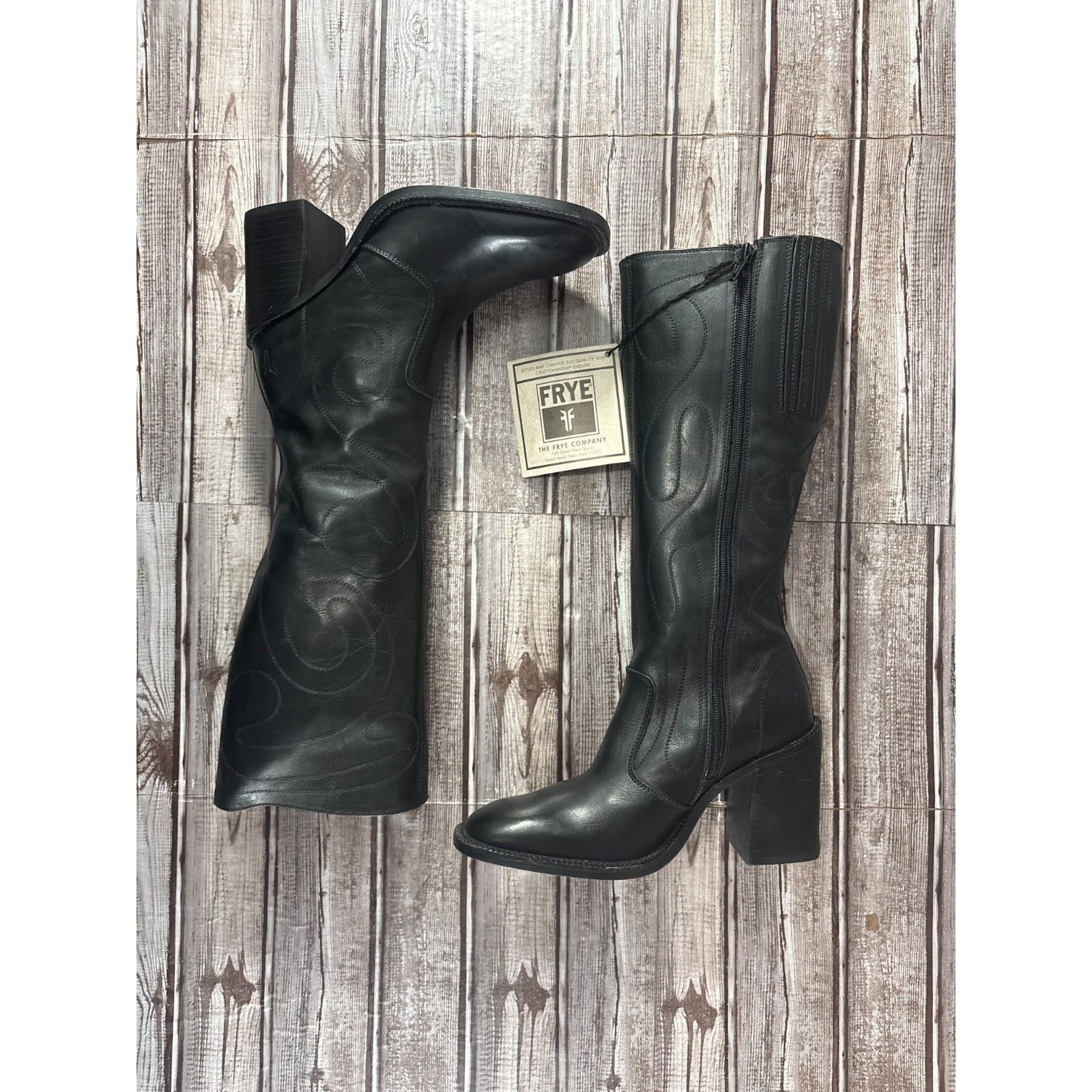Frye Frye Conrad Swirl Stitch Embroidered Tall Knee Boots Size 6. Size US 6.5 / IT 36.5 - 4 Thumbnail