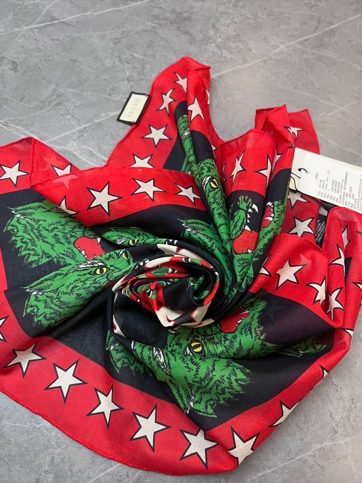 Gucci Gucci Black and Red Panther Scarf Size ONE SIZE - 10 Thumbnail