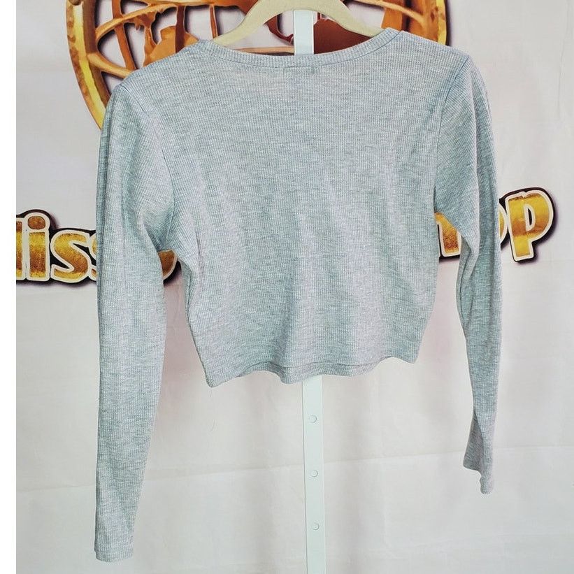 Other Bozzolo Gray Ribbed Crop Long Sleeve Top Medium Size M / US 6-8 / IT 42-44 - 2 Thumbnail