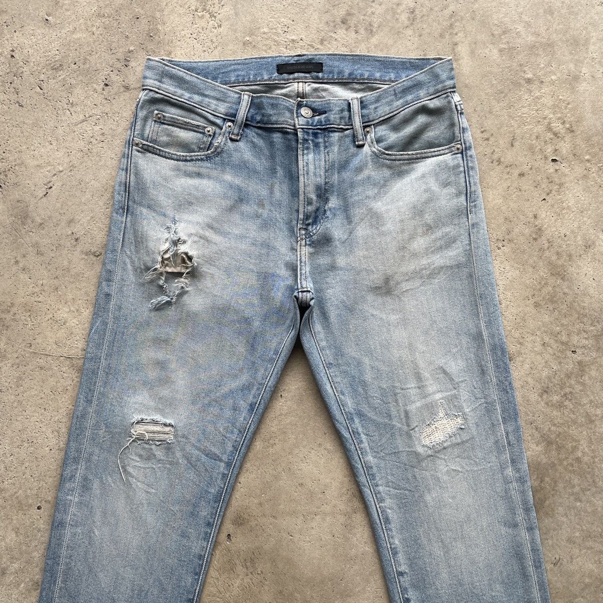 Japanese Brand Vintage Japanese Ripped Wash Blue Faded Skinny Jeans Pants Size US 32 / EU 48 - 3 Thumbnail
