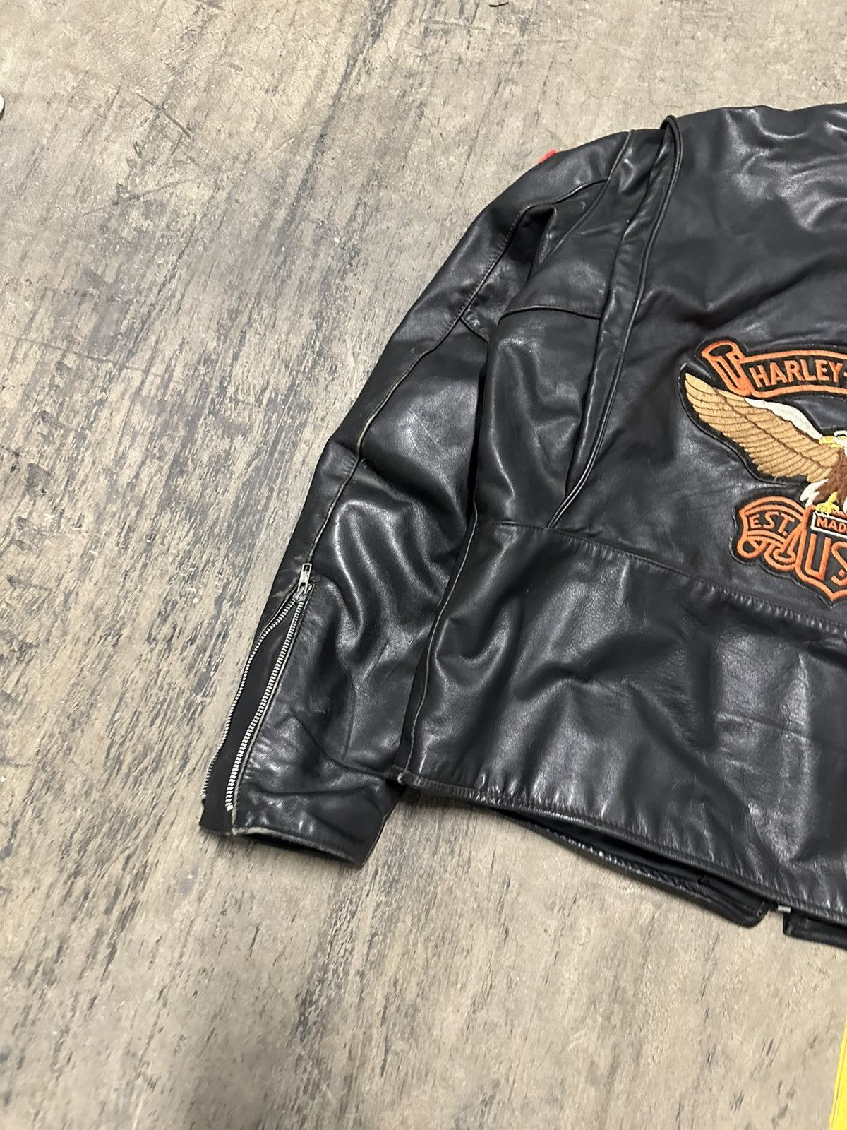 Harley Davidson × Vintage Vintage leather Harley patch biker jacket Size US XL / EU 56 / 4 - 2 Thumbnail