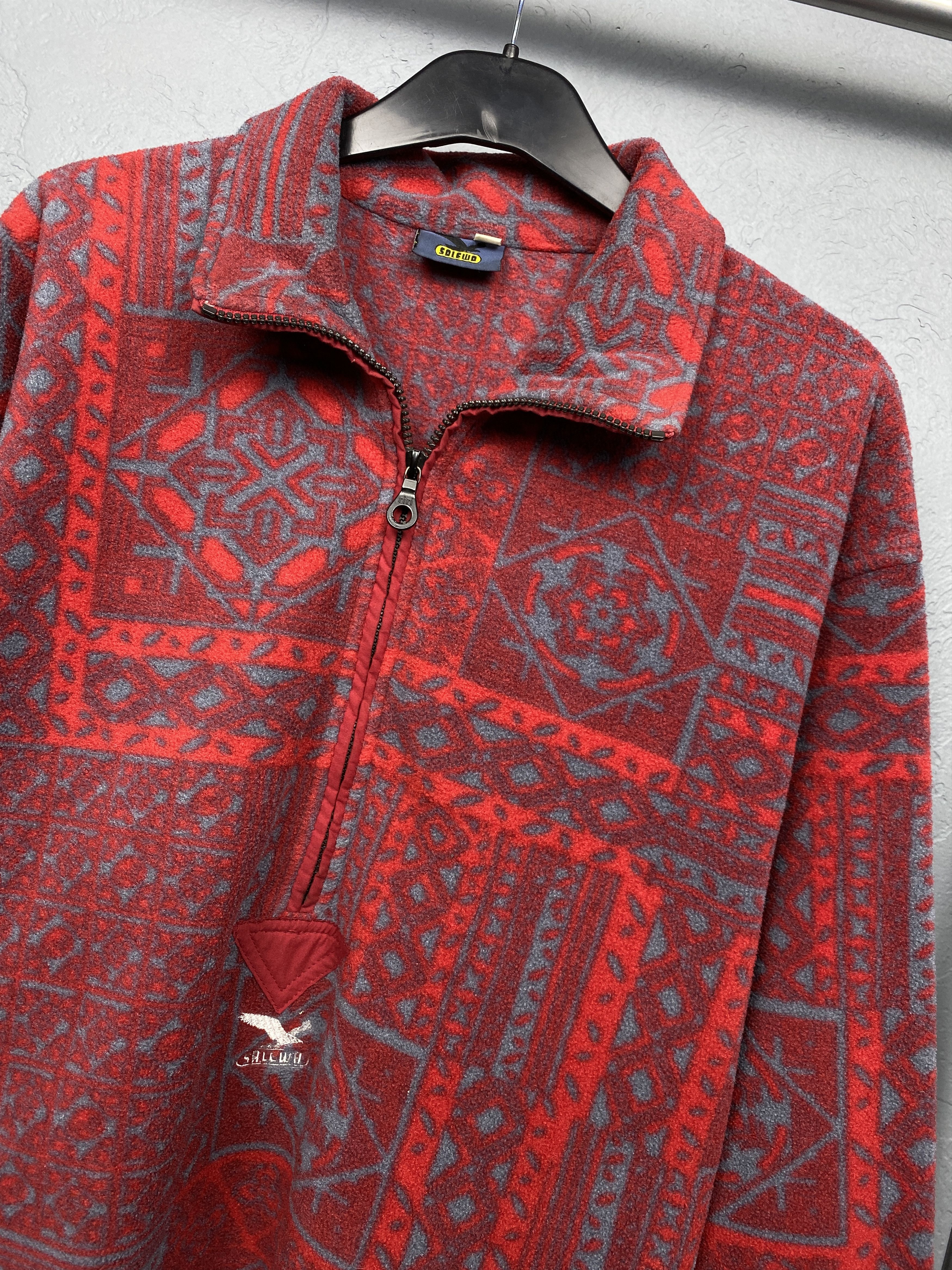 Vintage Salewa 90s Vintage Aztec Fleece Anorak Jacket Size US L / EU 52-54 / 3 - 2 Thumbnail