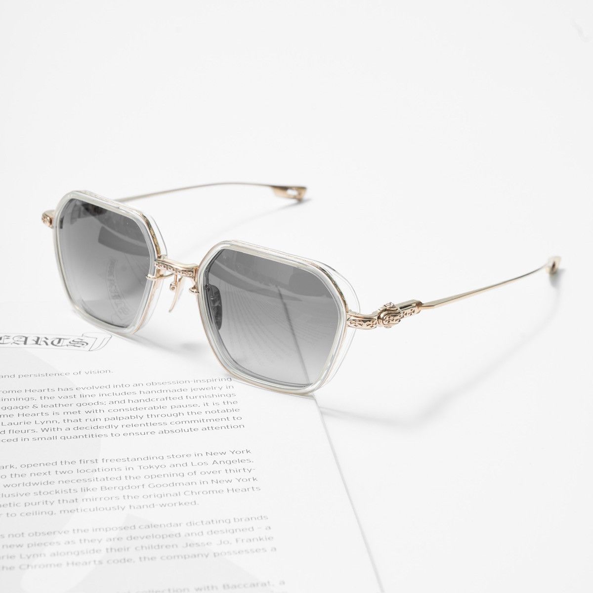 Chrome Hearts CHROME HEARTS DANGER ZONE CRYSTAL/ GOLD PLATED SUNGLASSES Size ONE SIZE - 1 Thumbnail