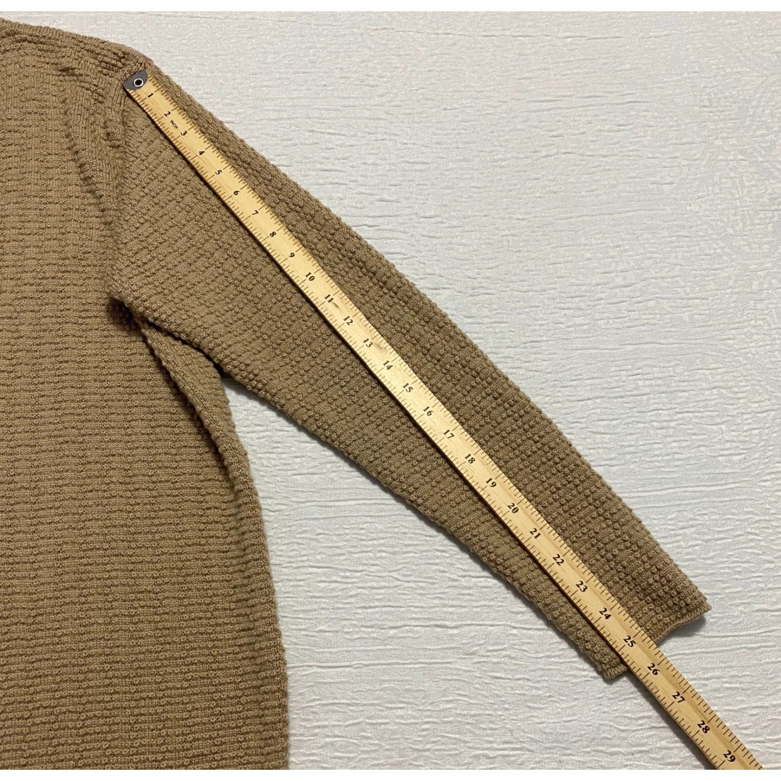 Vintage VINTAGE Merino Wool Knit Cardigan Open Front Side Slit Tan Beige Italian Yarn Women XL Brown Size XL / US 12-14 / IT 48-50 - 8 Thumbnail