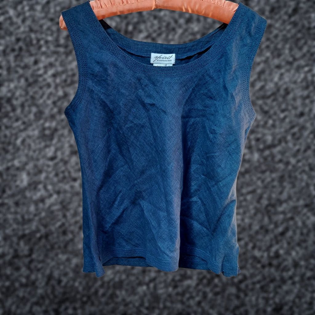 Coldwater Creek Coldwater Creek Spirit Women Scoop Neck Linen Tank Top Size 6 Blue Sleeveless Size M / US 6-8 / IT 42-44 - 1 Thumbnail