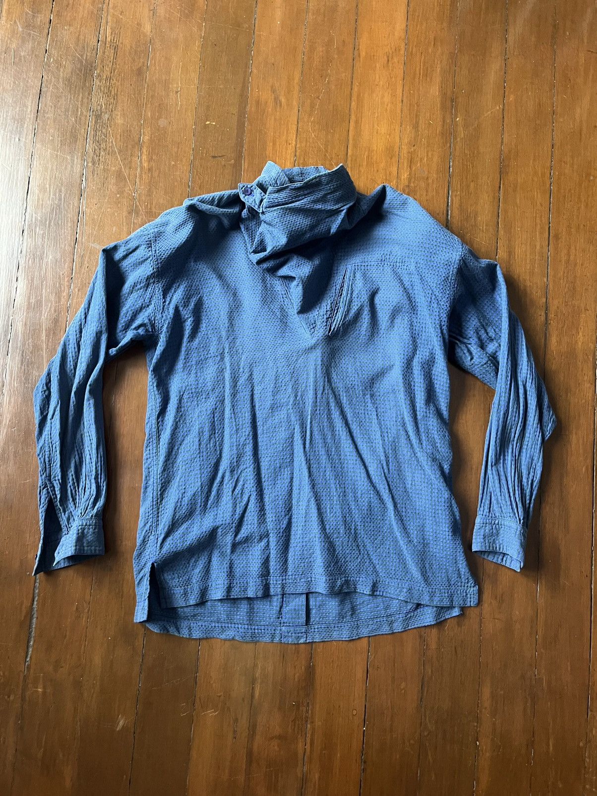 Issey Miyake Issey Miyake Seersucker Pattern Neck Shirt Size US S / EU 44-46 / 1 - 1 Thumbnail