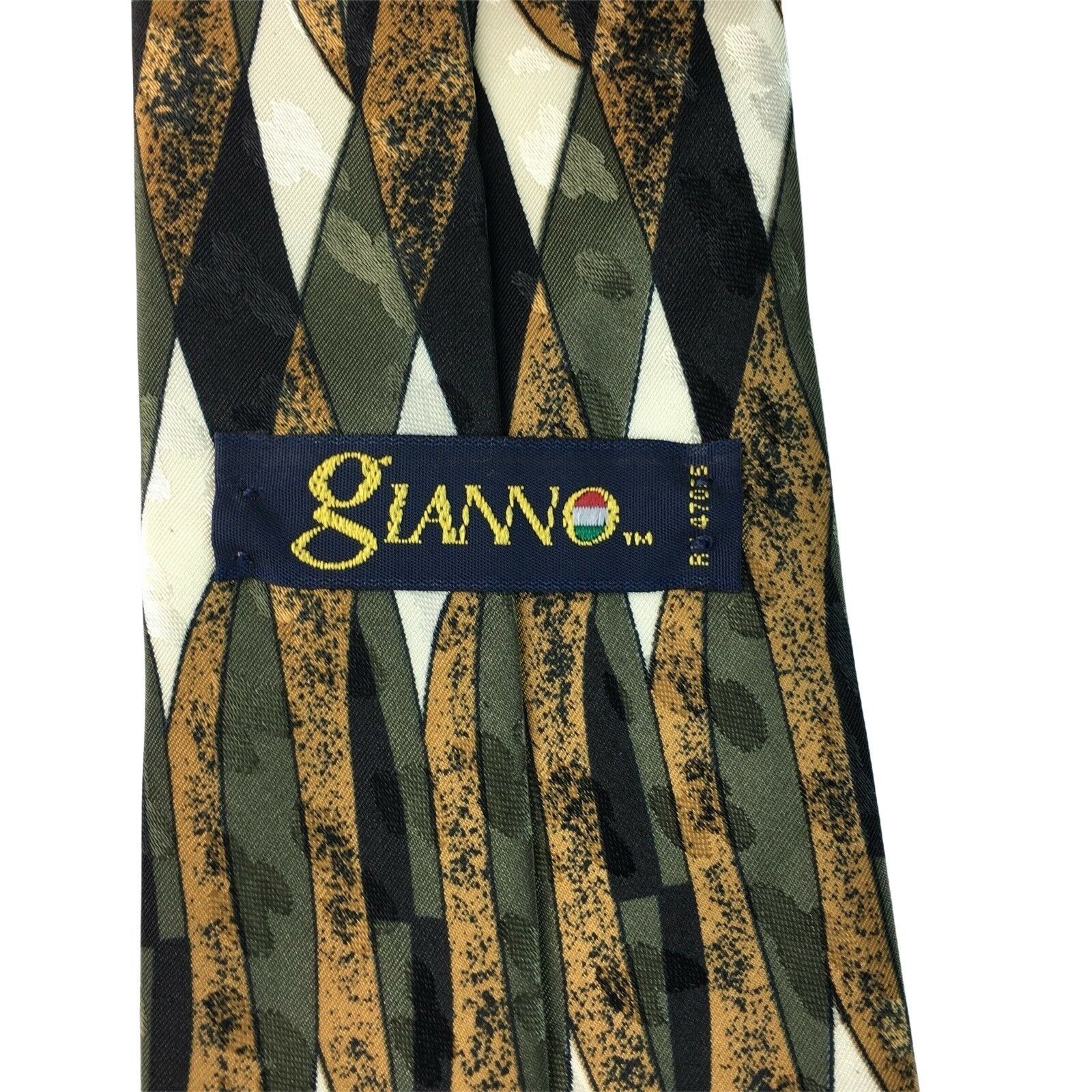 Other Gianno Dress Tie Mens Necktie Black Gold Geometric Pattern u Size ONE SIZE - 2 Thumbnail