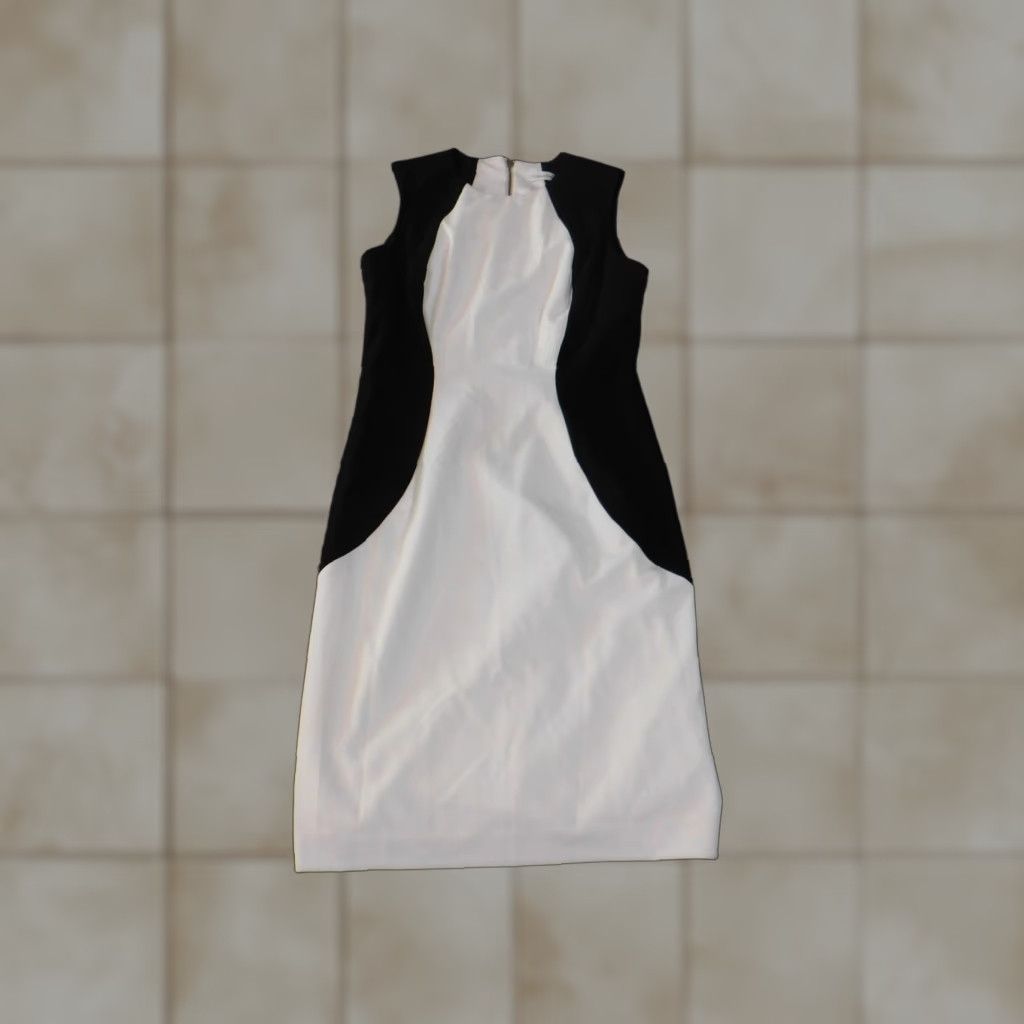 Calvin Klein Calvin Klein Dress Womens A-Line Midi Zip Sleeveless White Polyester Spandex Knit Stretch Casual Size 4 Puff Sleeve Round Neck Crochet Size S / US 4 / IT 40 - 1 Thumbnail
