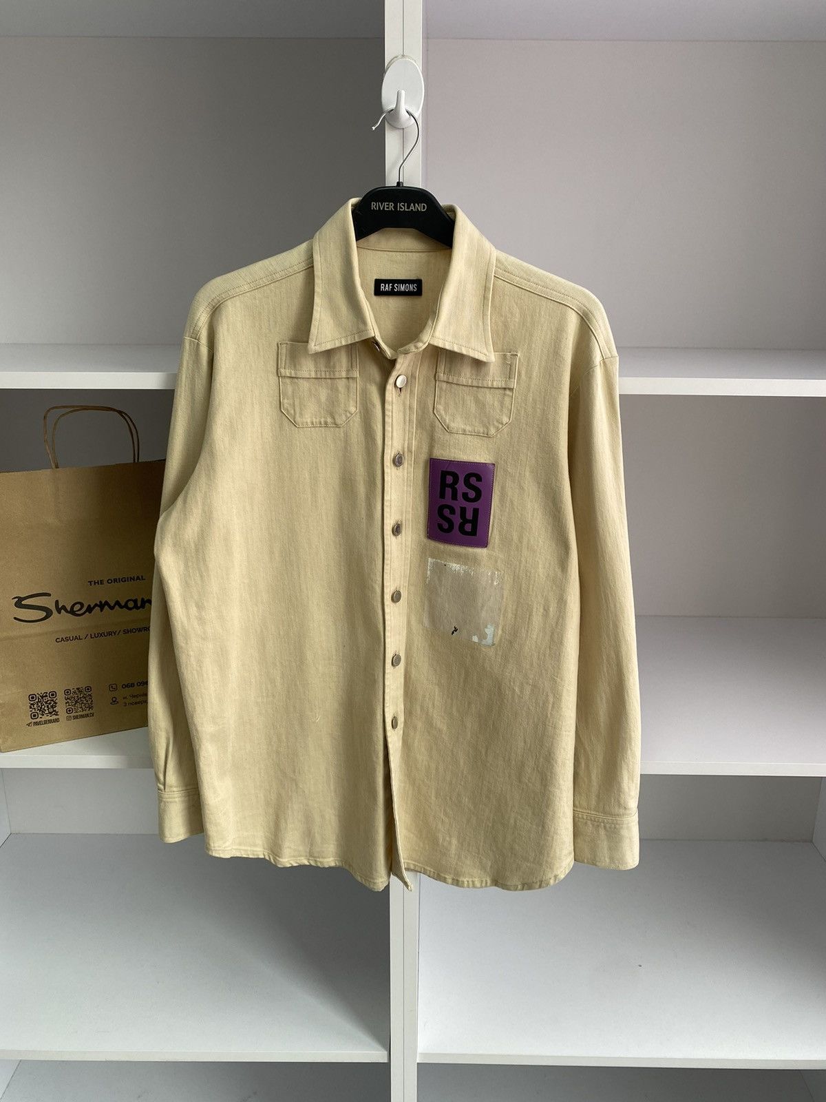 Raf Simons × Vintage Vintage Raf Simons 15SS Two Pocket RS Walker Patch Shirt Size US L / EU 52-54 / 3 - 8 Thumbnail