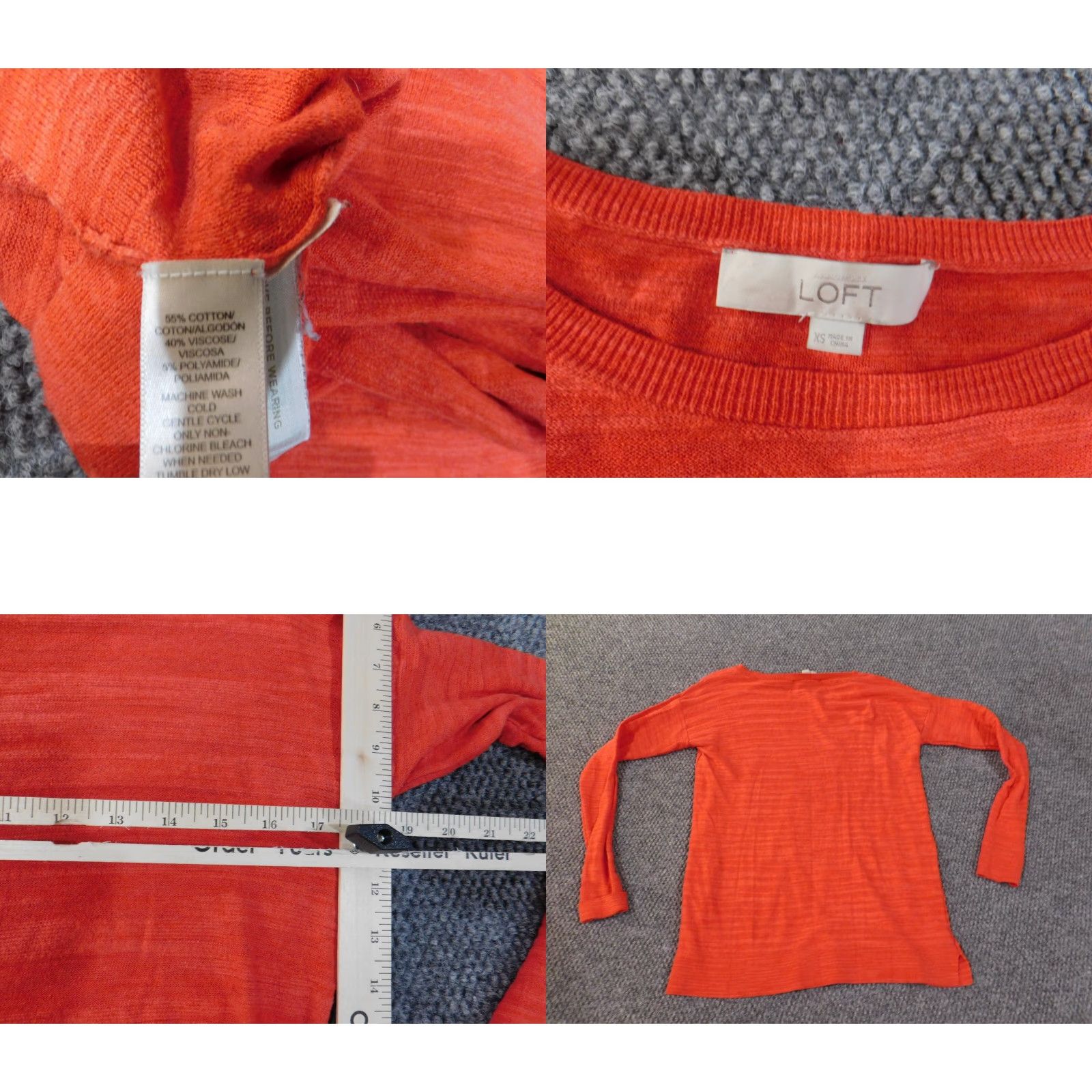 Loft LOFT Sweater XS Orange Pullover Roundneck Womens Cotton Viscose Geometric Modern Regular Knit Rib Size XS / US 0-2 / IT 36-38 - 8 Thumbnail