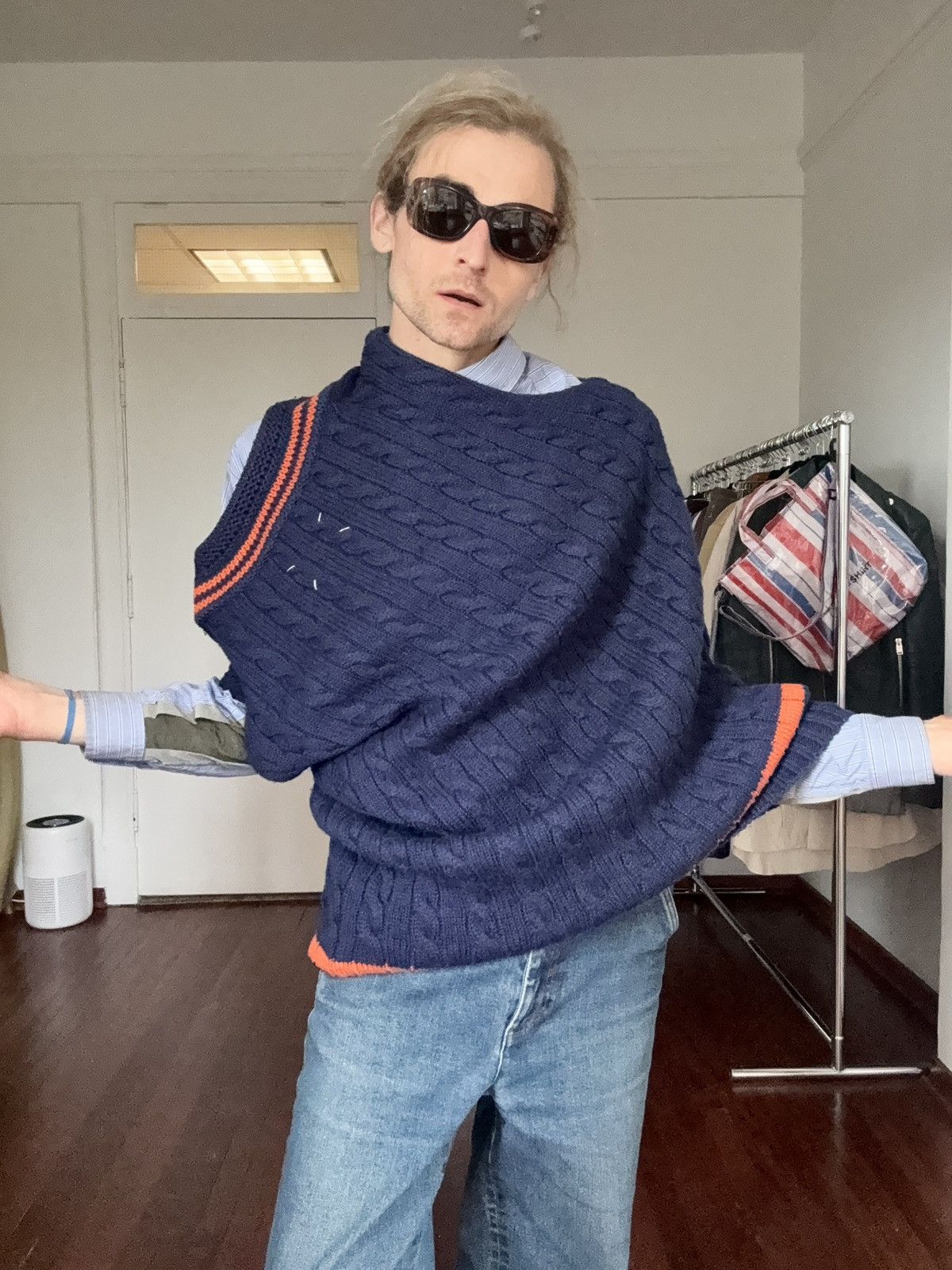 Maison Margiela MARGIELA AW17 Oversized Cable Knit Sweater Vest Size US L / EU 52-54 / 3 - 11 Thumbnail