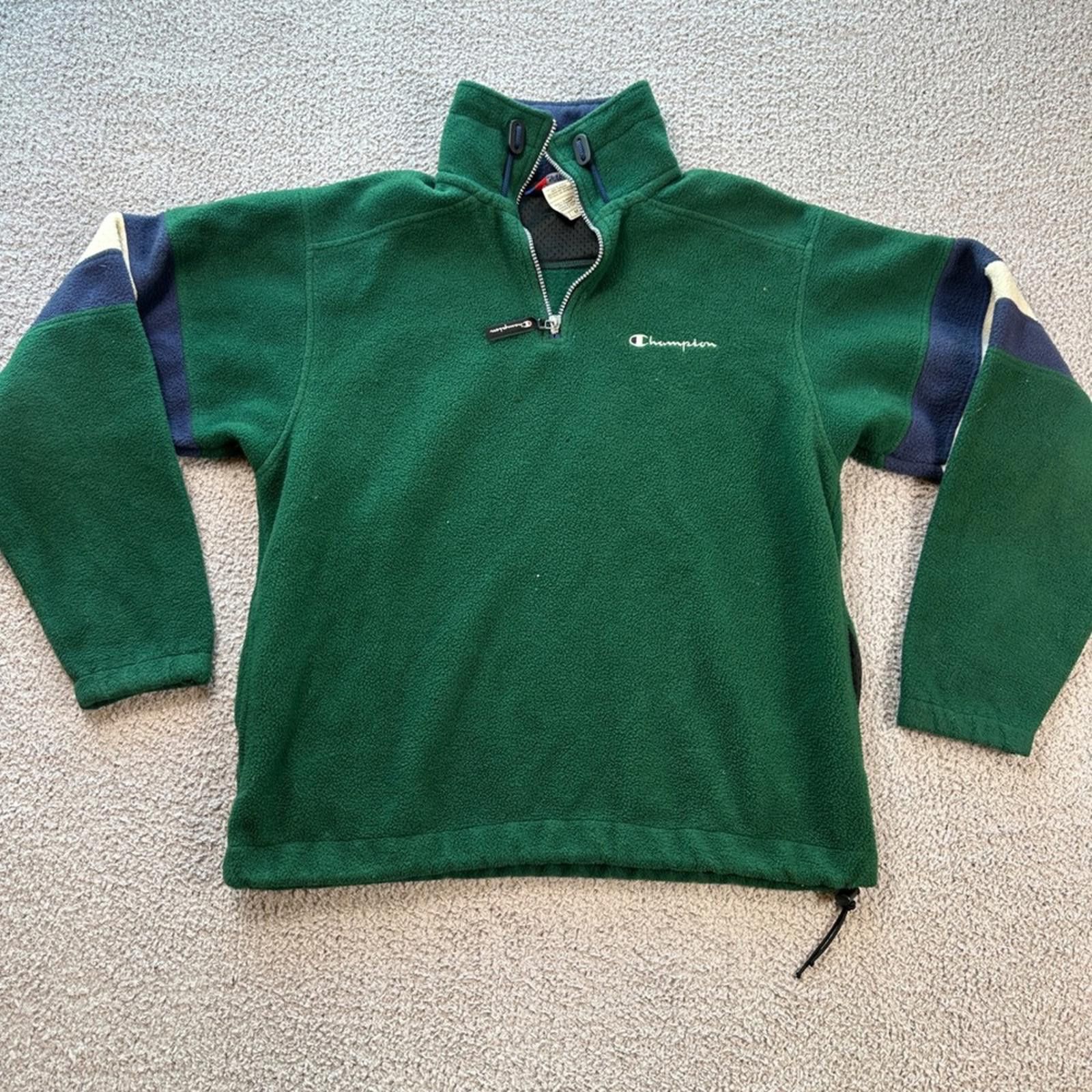 Champion Vintage Champion Green Fleece Quarter Zip Pullover Mens M Size US M / EU 48-50 / 2 - 1 Thumbnail