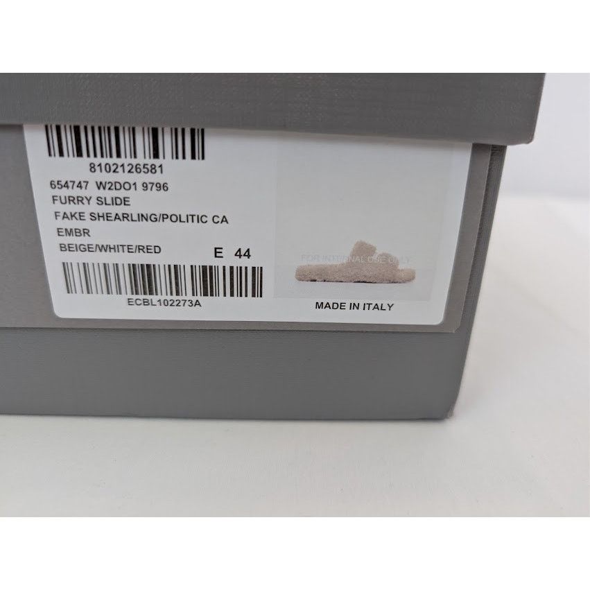 Balenciaga o1rshd1 Fake Furry Slide Slipper in Beige / White / Red Size US 11 / EU 44 - 22 Thumbnail