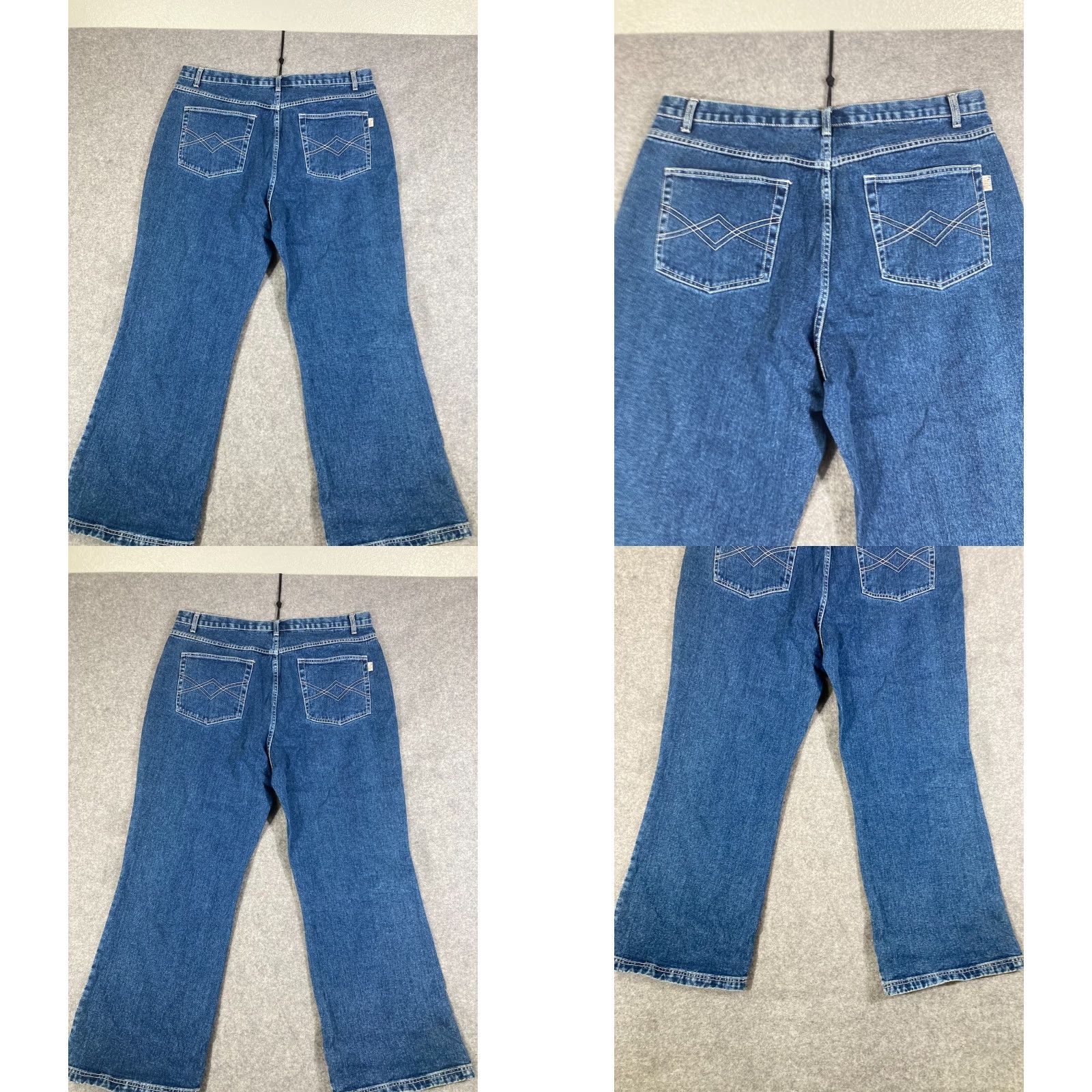 Denime Revolt Bootcut Jeans 22 Blue Denim Striped Straight Leg Waistband Pockets Womens Size 40" / US 18 - 8 Thumbnail