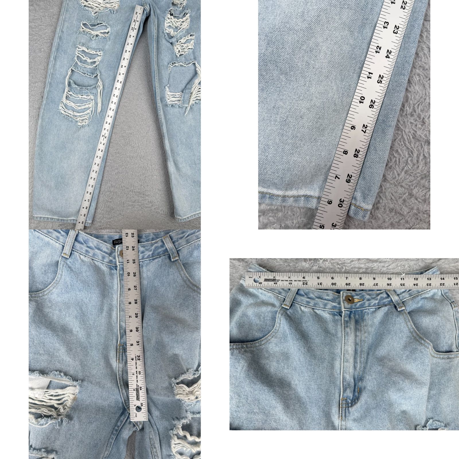 Fashion Nova Fashion Nova Jeans Juniors 9 Blue Denim Jeans Wide Leg Distressed Cotton 28x31 Jeans Women Boys Girls Mens Size 30" / US 8 / IT 44 - 8 Thumbnail