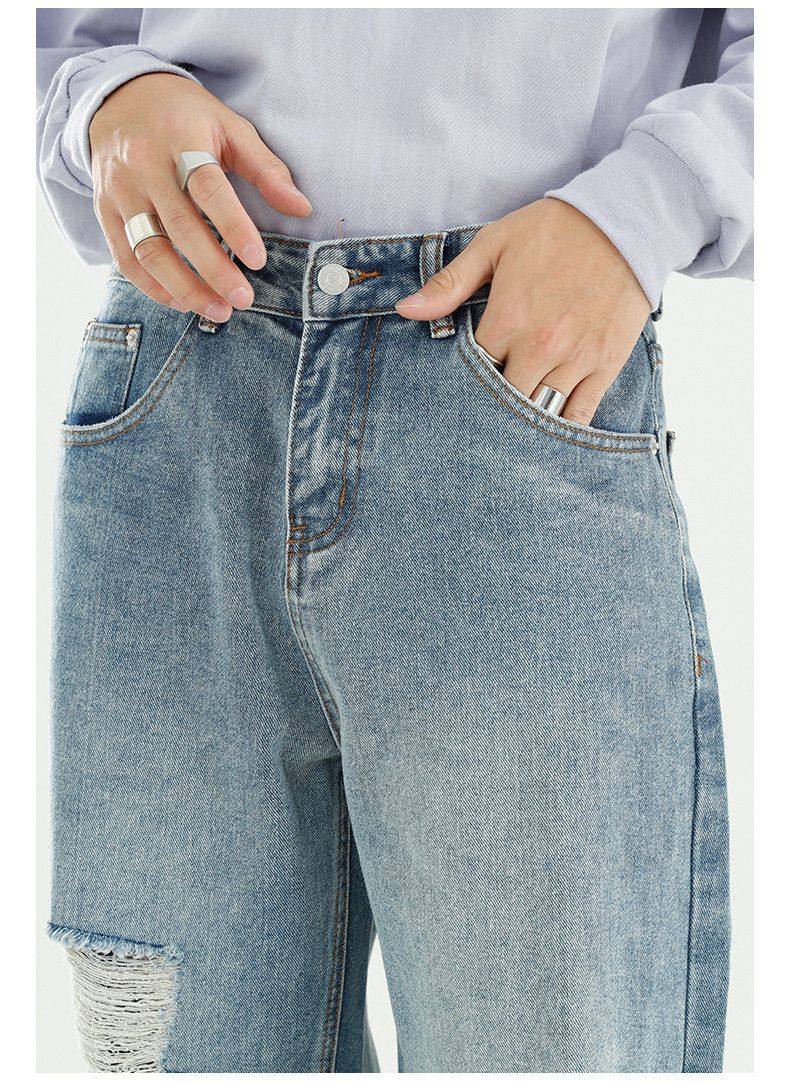 Japanese Brand × Jean Men's loose washed straight ripped jeans Size US 32 / EU 48 - 4 Thumbnail