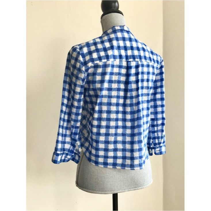 Marni MARNI Blue White Gingham Cropped Womens Shirt Peter Pan Coll Size S / US 4 / IT 40 - 9 Thumbnail