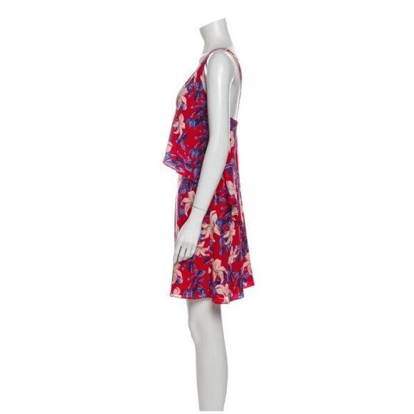 INTERMIX Intermix Silk Dress L Lisette Floral Open Back Flounce Red Size L / US 10 / IT 46 - 5 Thumbnail