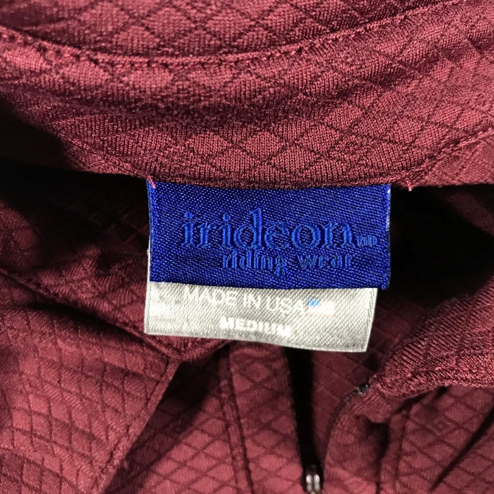 Vintage Irideon Riding Wear Womens Medium Burgundy Diamond Texture Quarter Zip Pullover Size M / US 6-8 / IT 42-44 - 4 Thumbnail