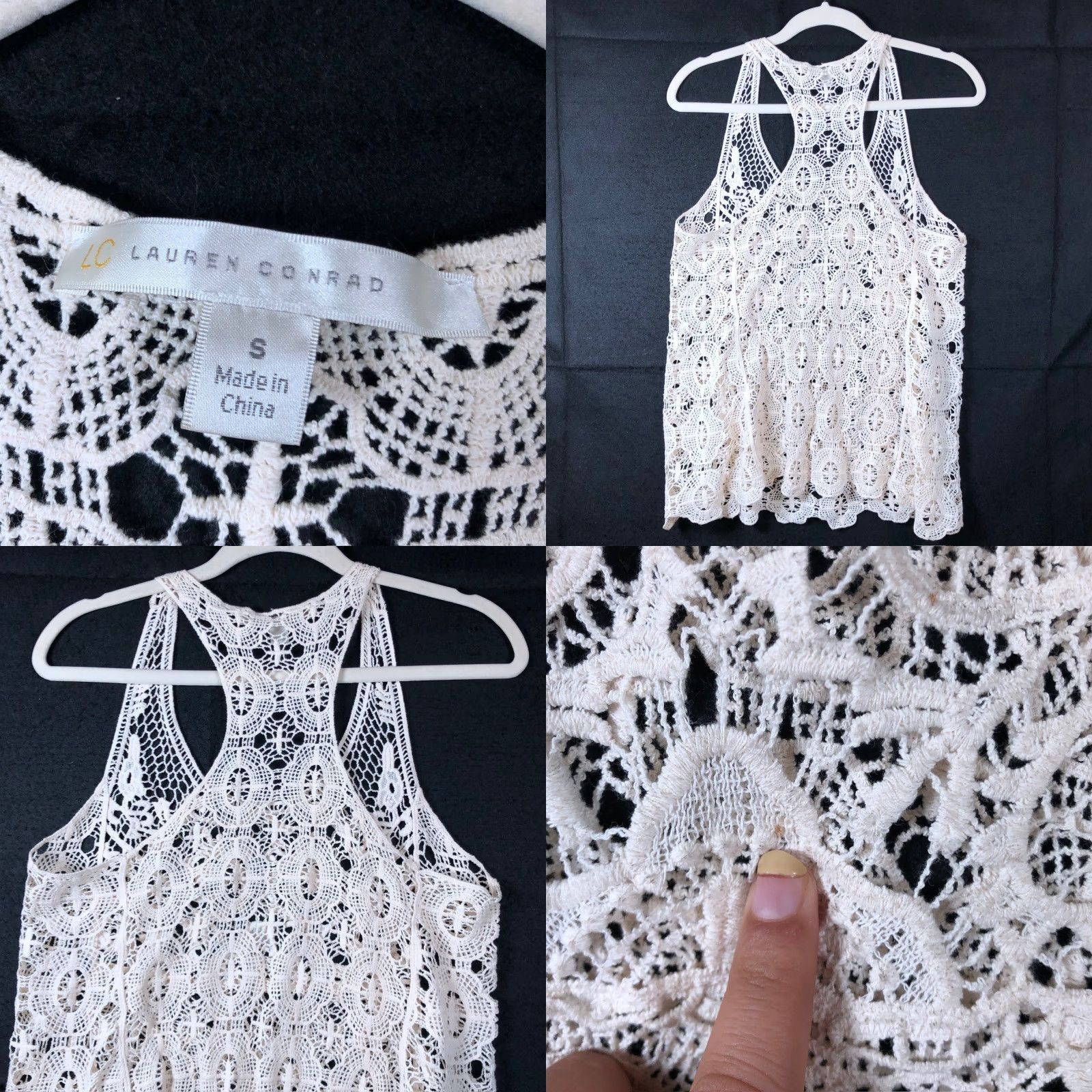 Vintage VINTAGE LC Lauren Conrad Womens Tank Cream Crochet Pull Over Sleeveless Top 100% Cotton S Size S / US 4 / IT 40 - 8 Thumbnail