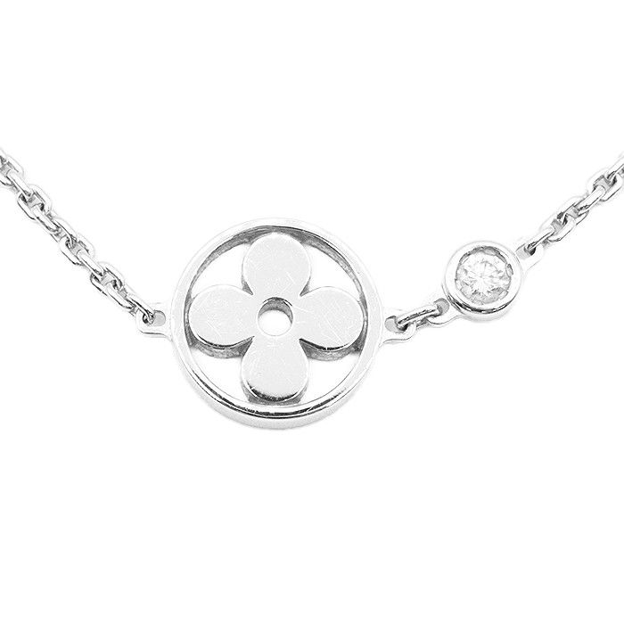 Louis Vuitton Louis Vuitton Louis Vuitton Q93279 Au750 Diamond Necklace Calfskin Necklace Q93279 Size ONE SIZE - 1 Thumbnail