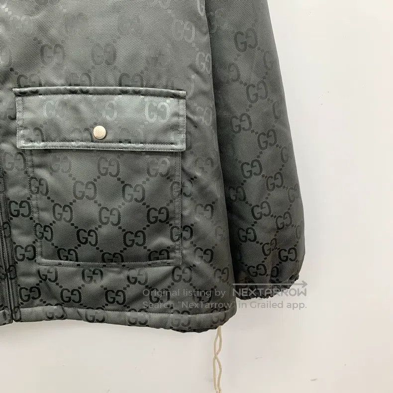 Gucci Gucci Dark gray logo printed full print hooded zipper long Size US L / EU 52-54 / 3 - 4 Thumbnail
