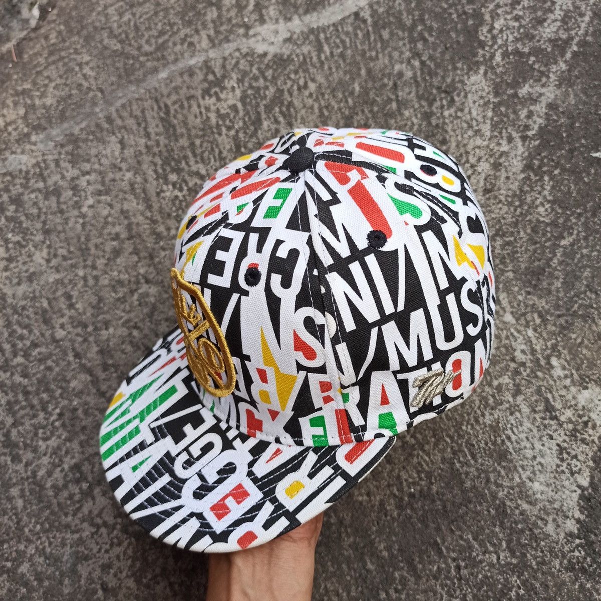 Bob Marley SICK fitted reggae full print with gold lion embroidery cap Size 34 - 4 Thumbnail