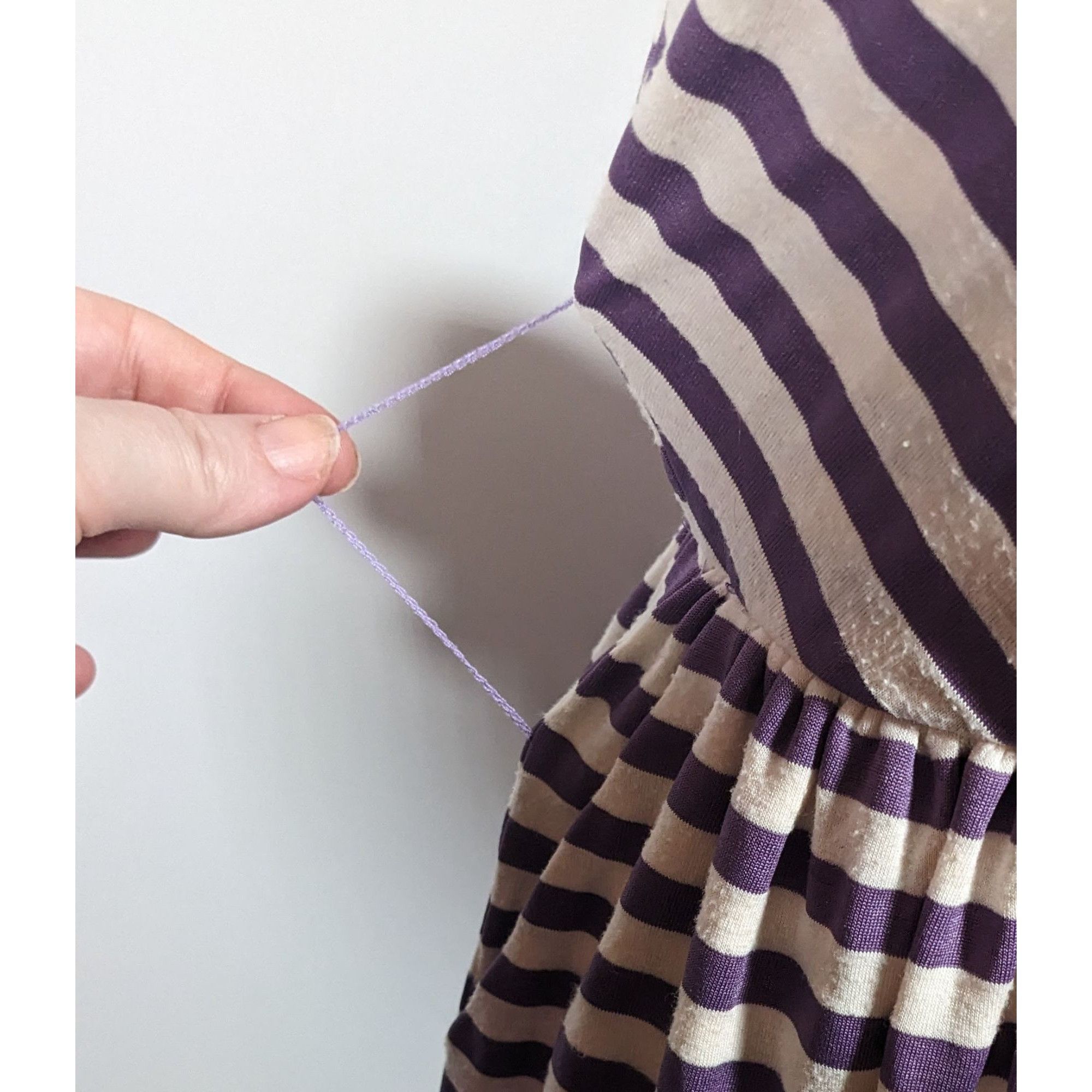 Other Knitted Dove Cottagecore Purple And White striped Dress With Size S / US 4 / IT 40 - 9 Thumbnail