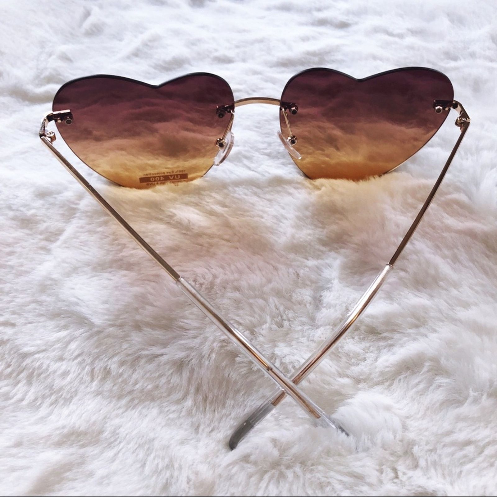 Other Miley Brown & Tan Gradient Heart Sunglasses Size ONE SIZE - 10 Thumbnail