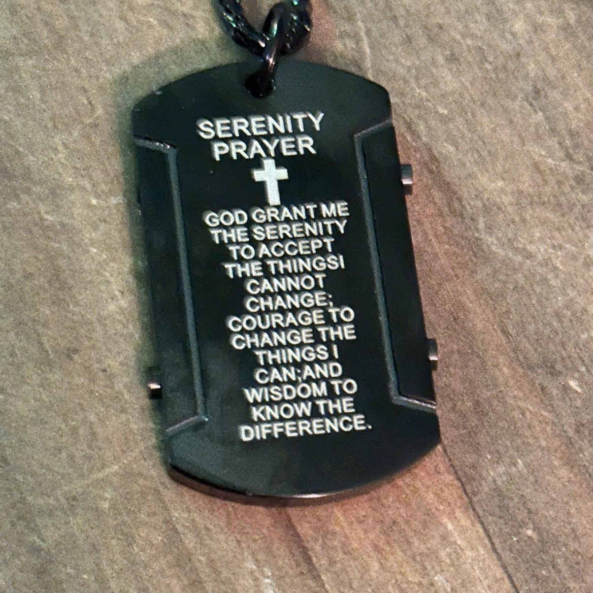 Other Black stainless steel serenity prayer dog tag necklace Size ONE SIZE - 3 Thumbnail