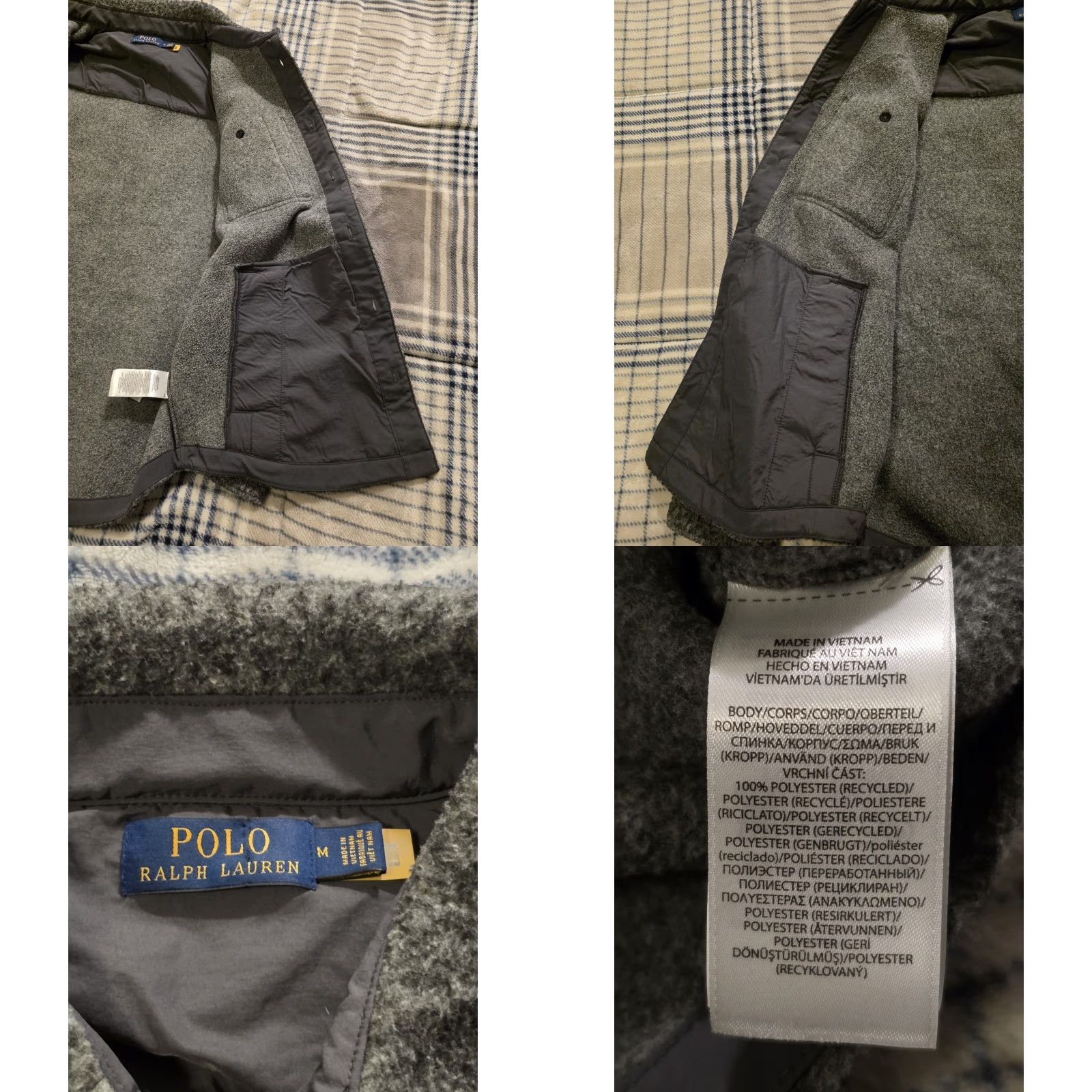 Polo Ralph Lauren Polo Ralph Lauren Shirt Jacket Gray Men M Fleece Polyester Button Up Brushed Casual Outwear Mid-Length Pockets Size US M / EU 48-50 / 2 - 8 Thumbnail