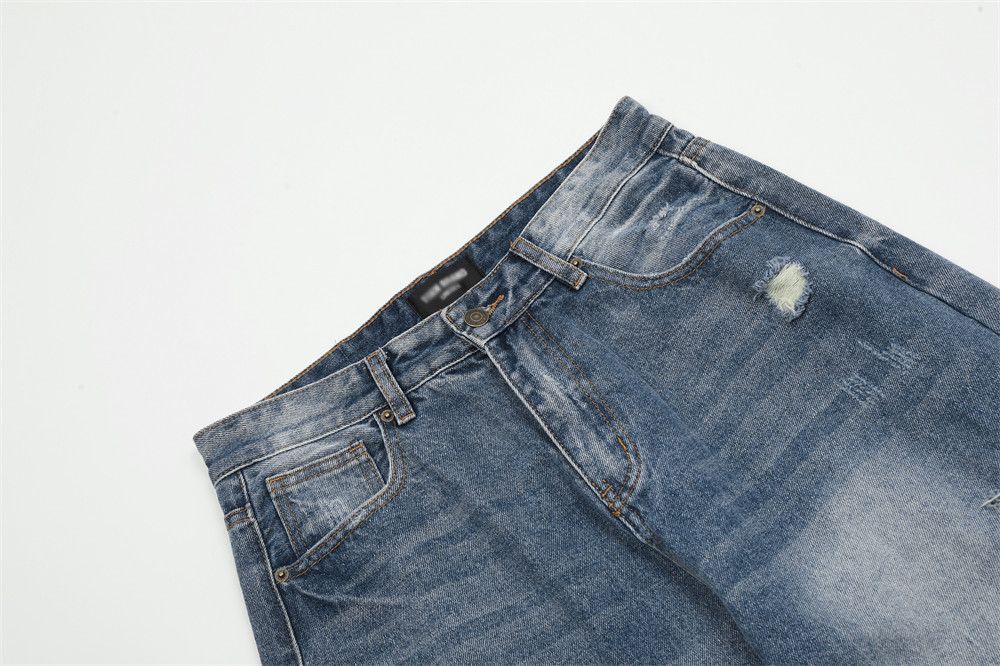 Japanese Brand × Jean Men's blue American loose straight washed distressed jeans Size US 34 / EU 50 - 4 Thumbnail